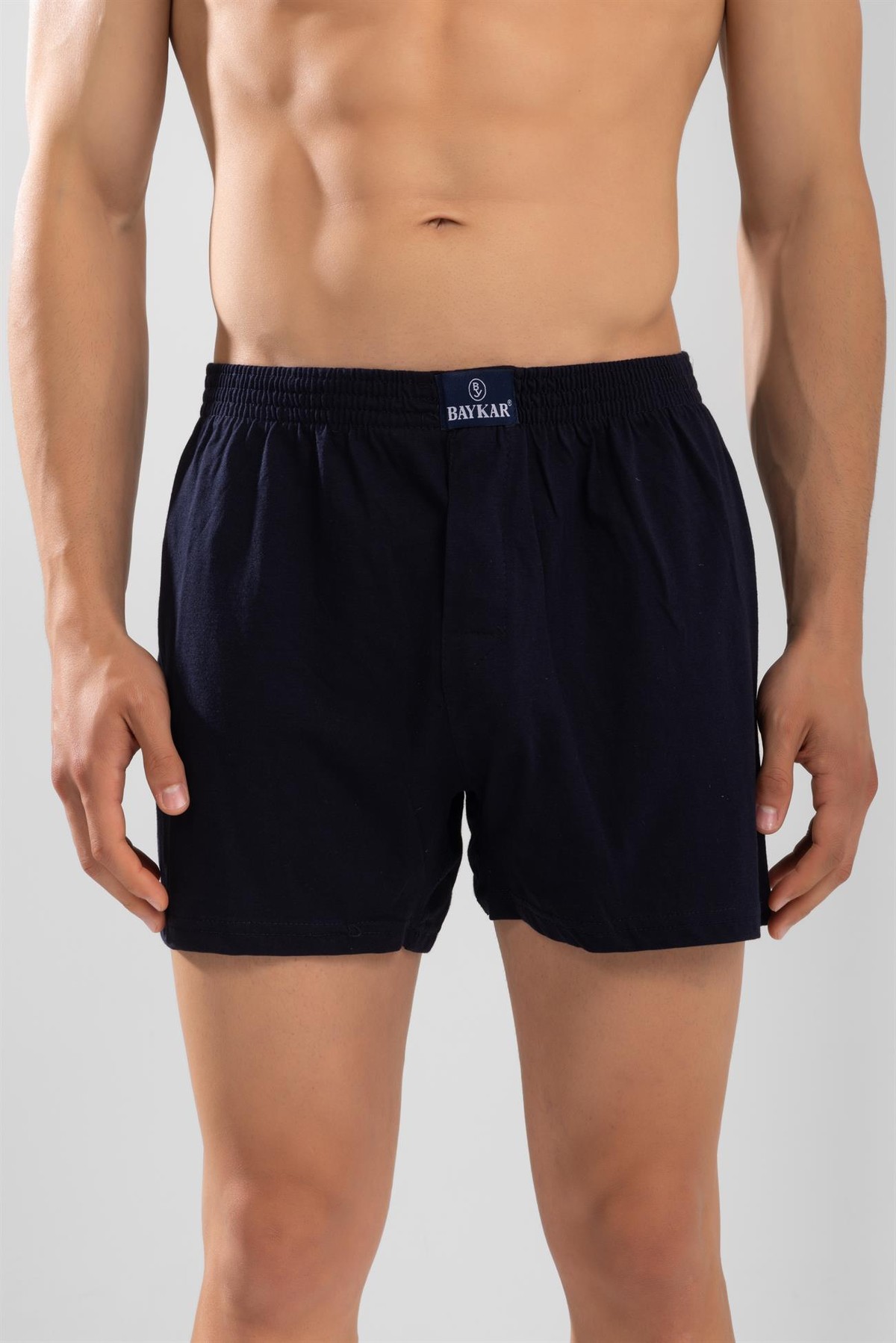 Erkek Pamuklu Rahat Kesim Havlu Bel Boxer 3'lü Paket Lacivert