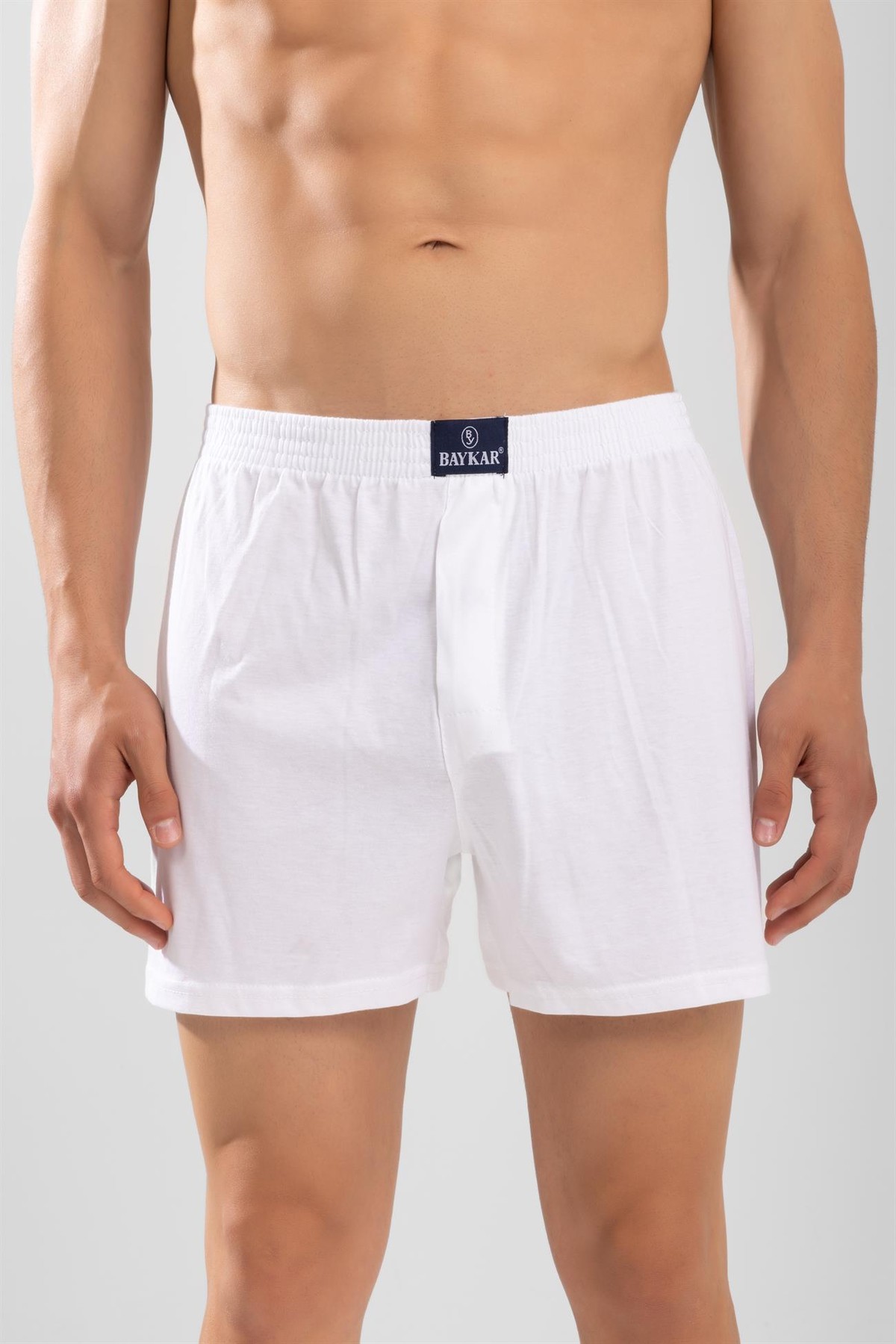 Erkek Pamuklu Rahat Kesim Havlu Bel Boxer 3'lü Paket Beyaz