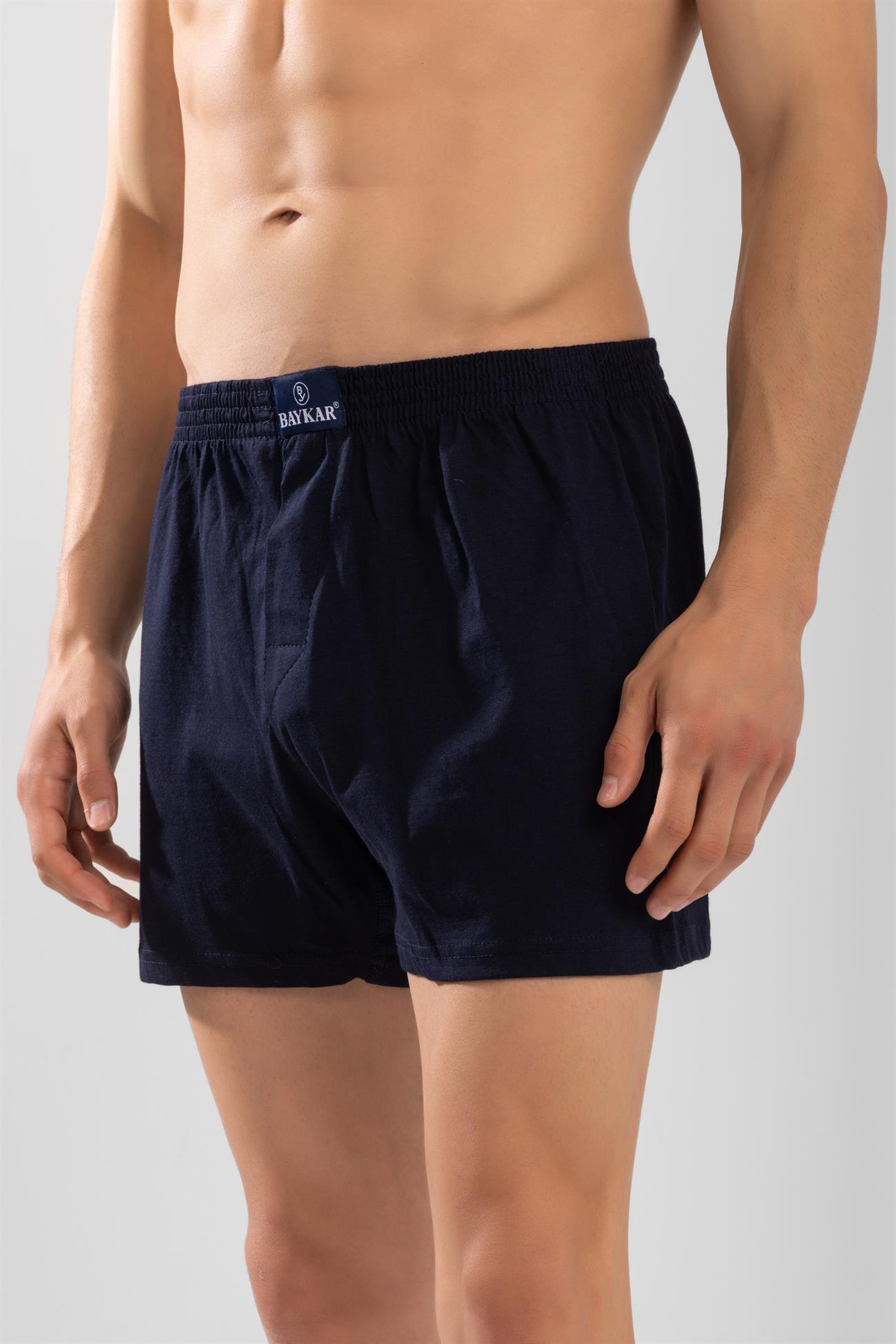 Erkek Pamuklu Rahat Kesim Havlu Bel Boxer 3'lü Paket Lacivert