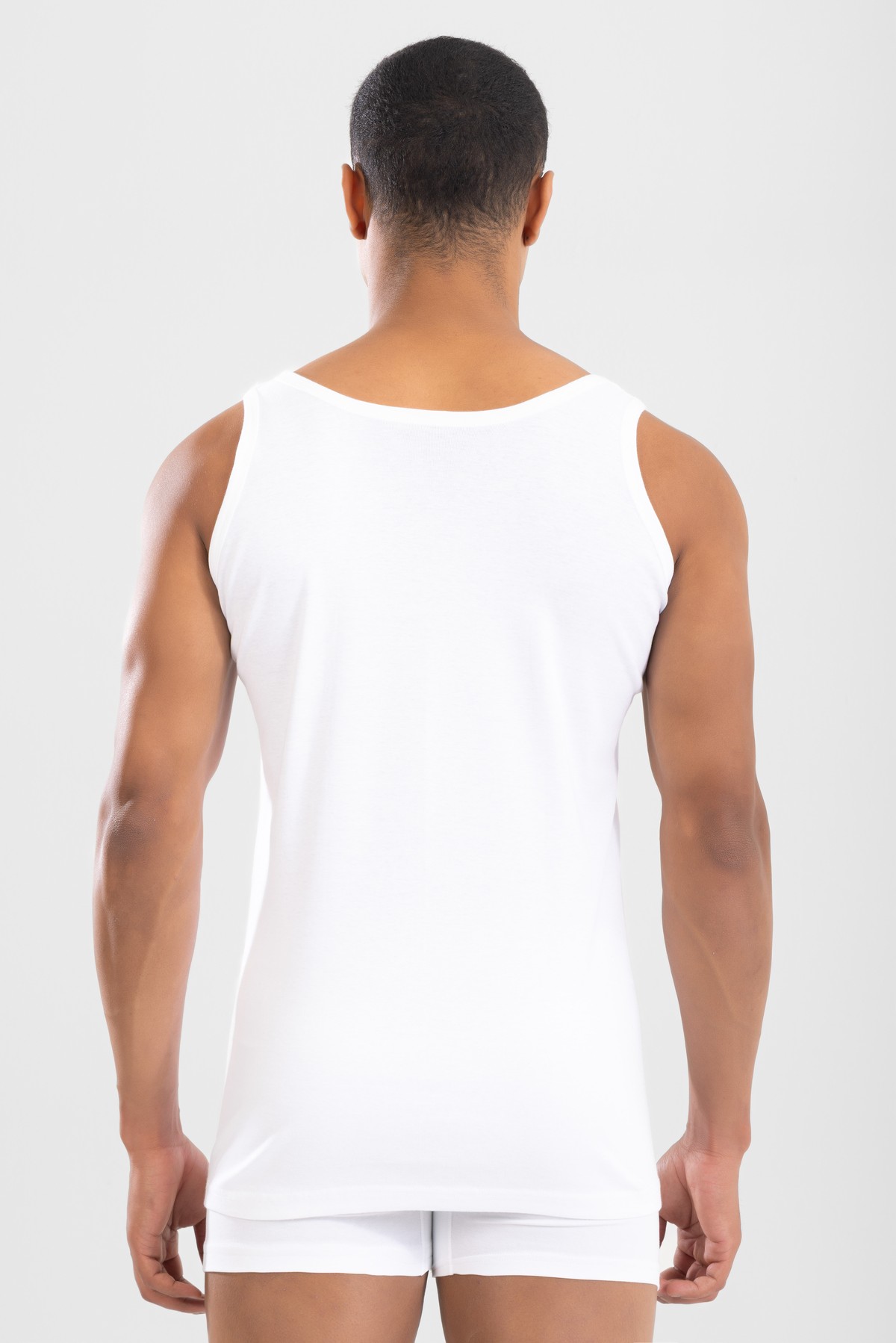 Erkek Pamuklu Slim Fit Düz Klasik Ribana Atlet 3'lü Paket Beyaz