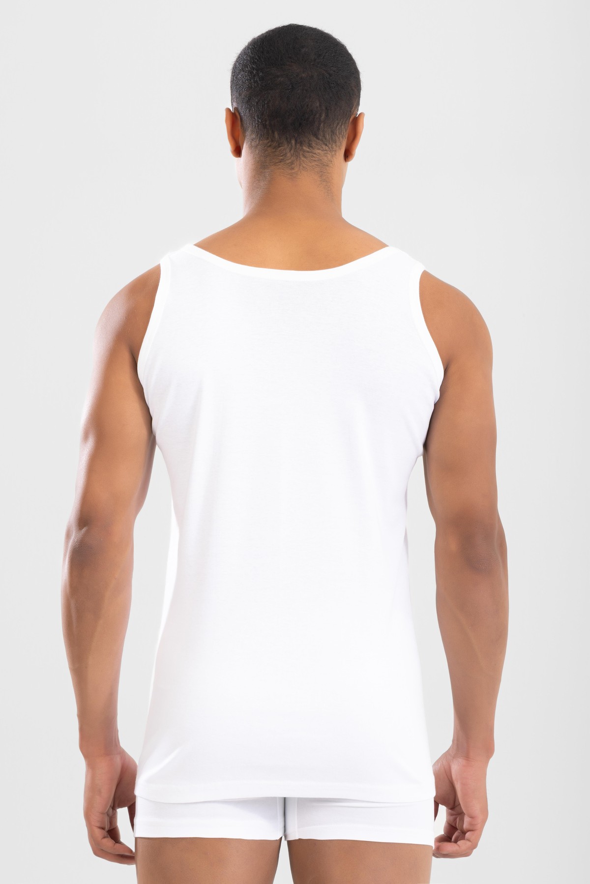 Erkek Pamuklu Slim Fit Düz Klasik Ribana Atlet Beyaz