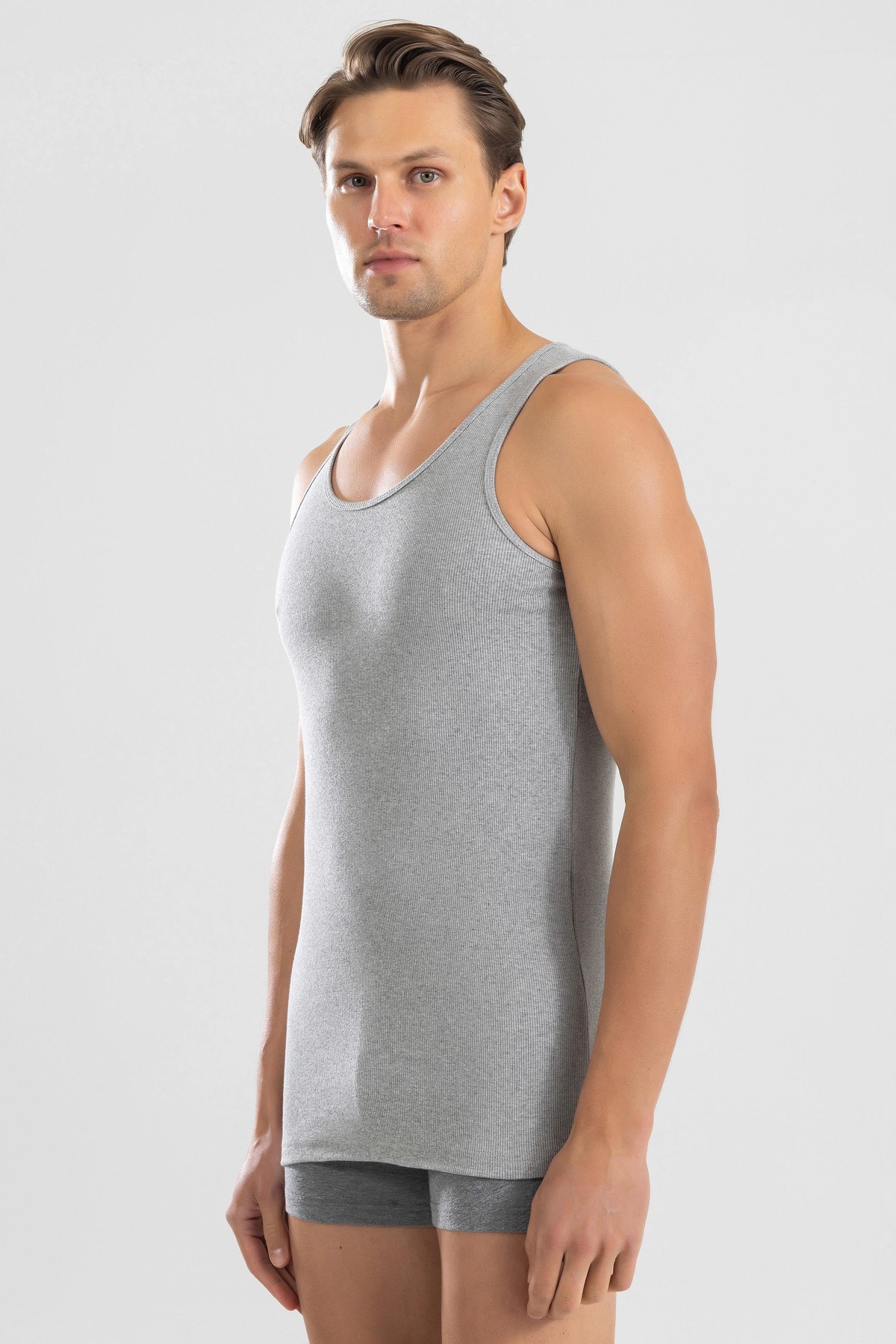 Erkek Slim Fit Esnek Pamuklu Ribana Atlet Renkli 3lü Paket