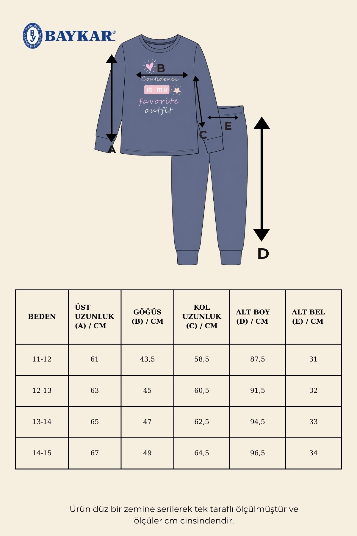 Genç Kız Çocuk Pamuklu Bisiklet Yaka Baskılı Uzun Kollu Pijama Takımı 9285 Lacivert