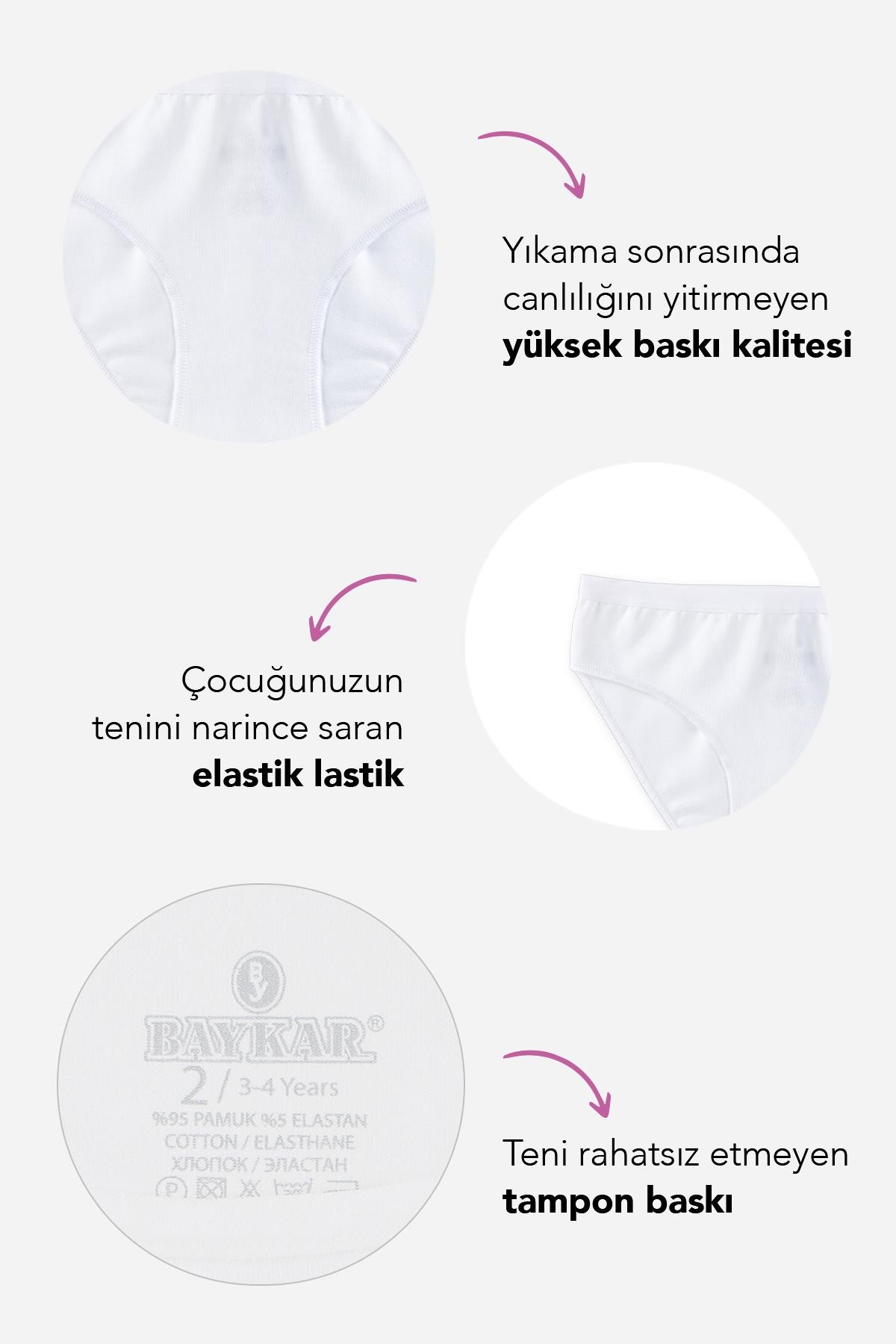 Genç Kız Çocuk Pamuklu Likralı Bikini Kesim Düz Basic Külot 6'lı Paket 5005 Beyaz