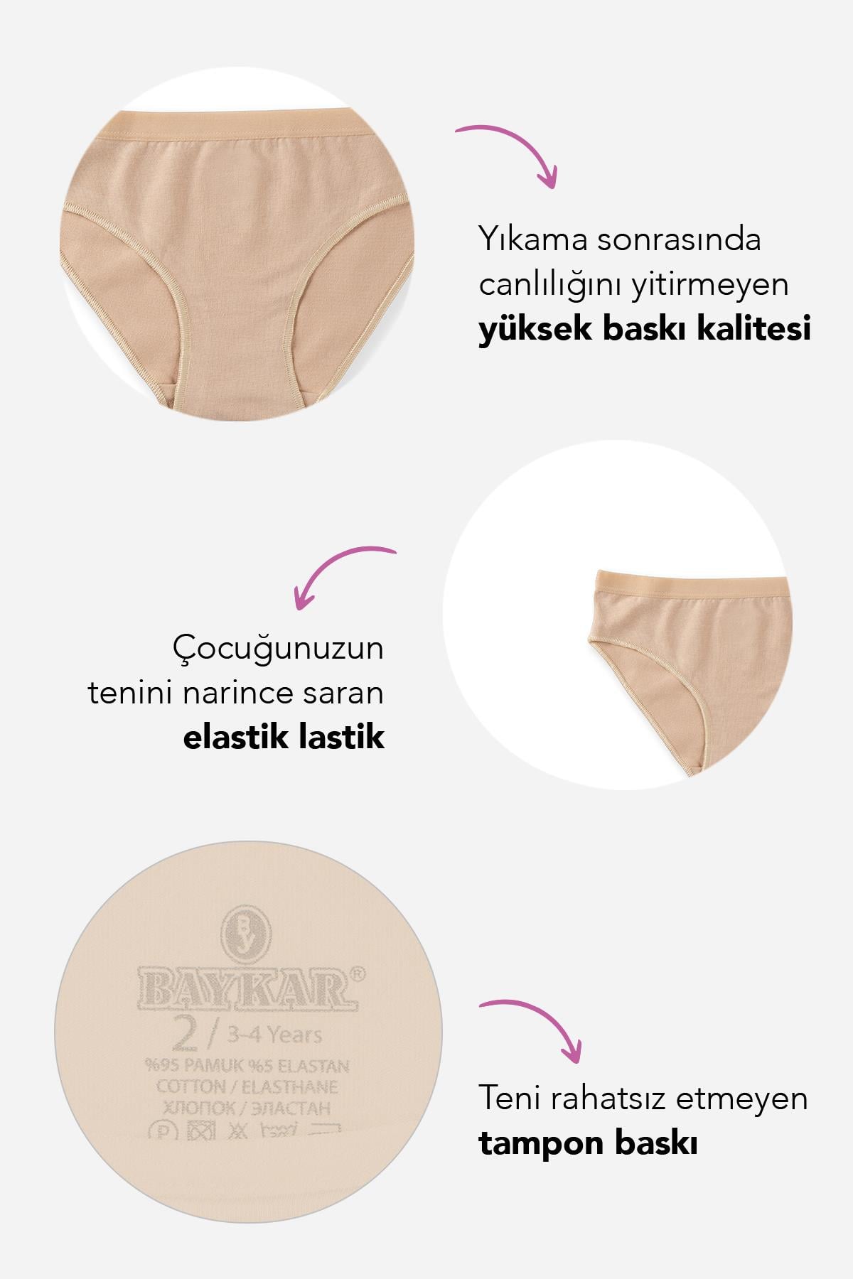 Genç Kız Çocuk Pamuklu Likralı Bikini Kesim Düz Basic Külot 6'lı Paket 5005 Ten Rengi