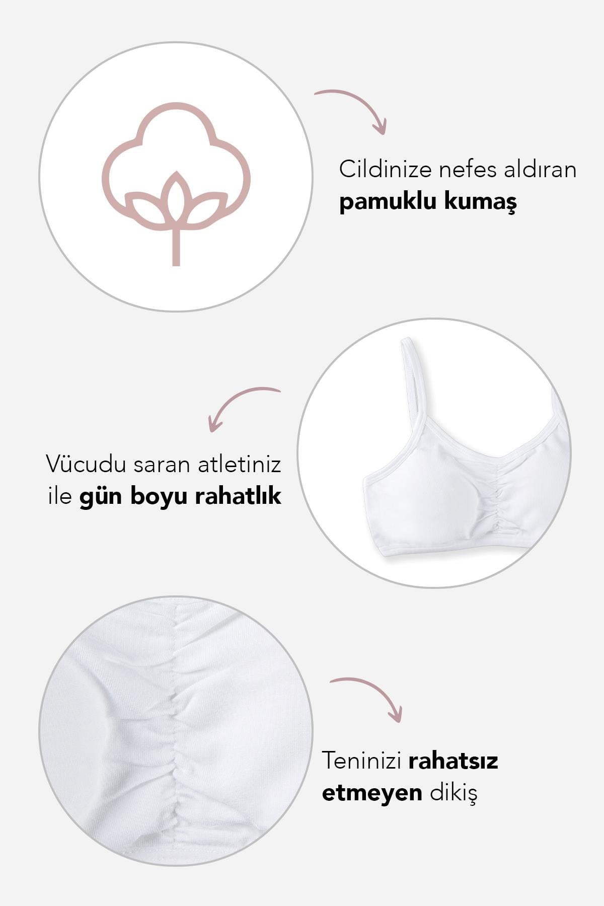 Genç Kız İnce İp Askılı Pedli Yarım Atlet Sütyen 4408 Beyaz