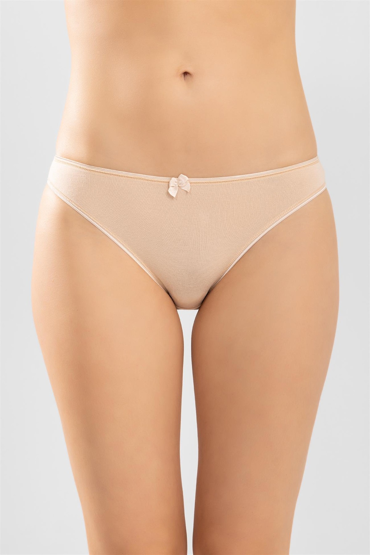 Kadın Bikini Kesim Basic Pamuklu Külot 3'lü Paket Ten Rengi