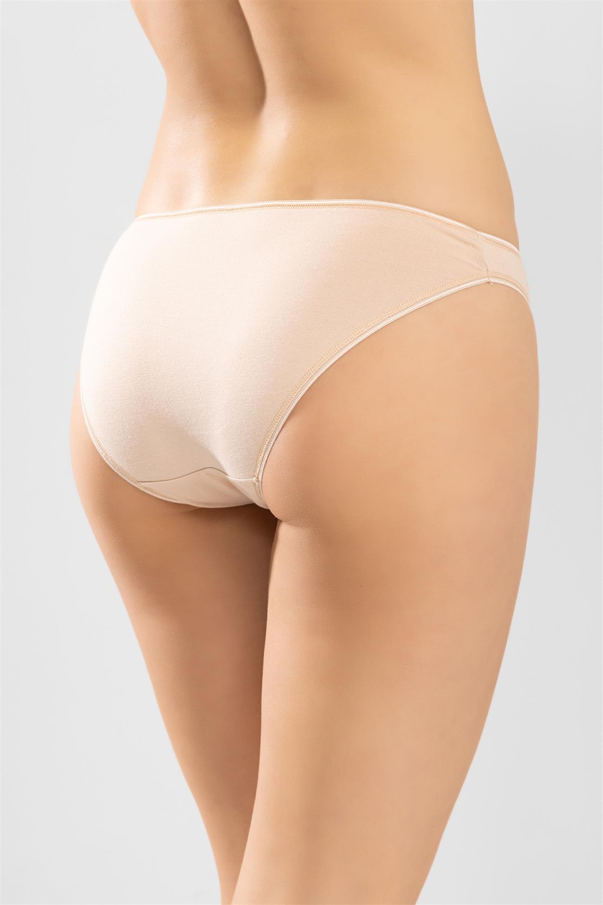 Kadın Bikini Kesim Basic Pamuklu Külot 3'lü Paket Ten Rengi