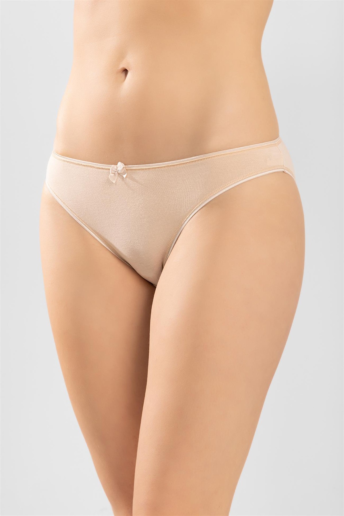 Kadın Bikini Kesim Basic Pamuklu Külot 3'lü Paket Ten Rengi