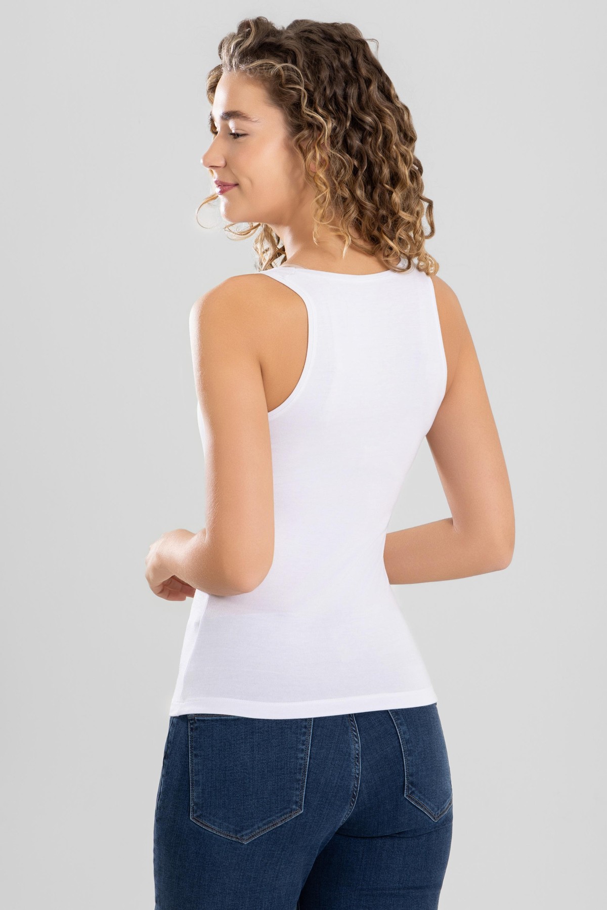Kadın Modal LikralıKalın Askılı Atlet 6328 Beyaz