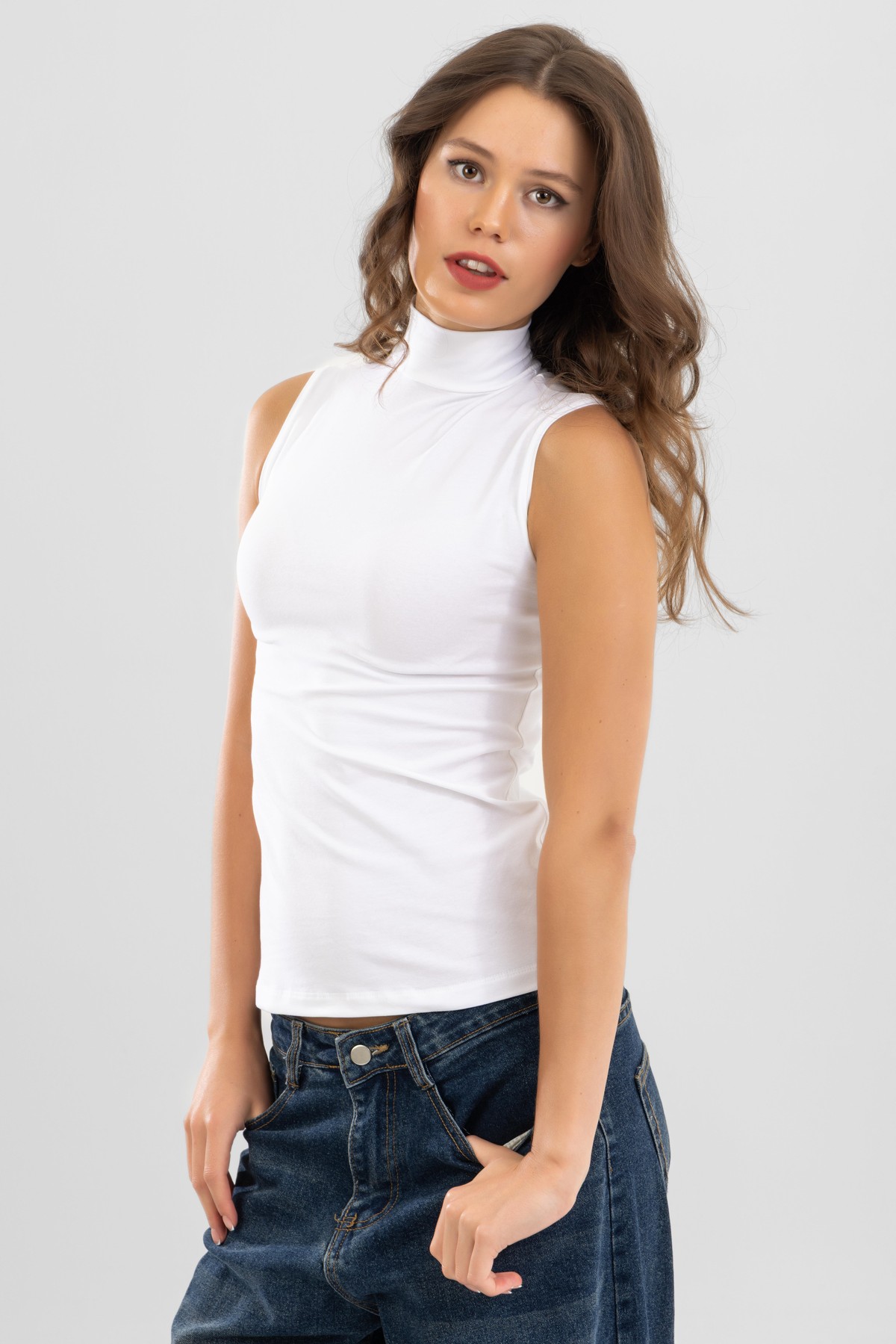 Kadın Pamuklu Balıkçı Yaka Body 6320 Beyaz