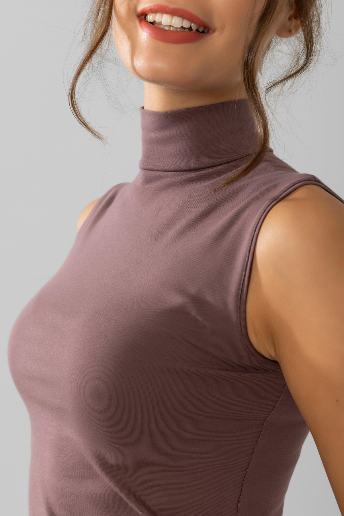 Kadın Pamuklu Balıkçı Yaka Body 6320 Gül kurusu
