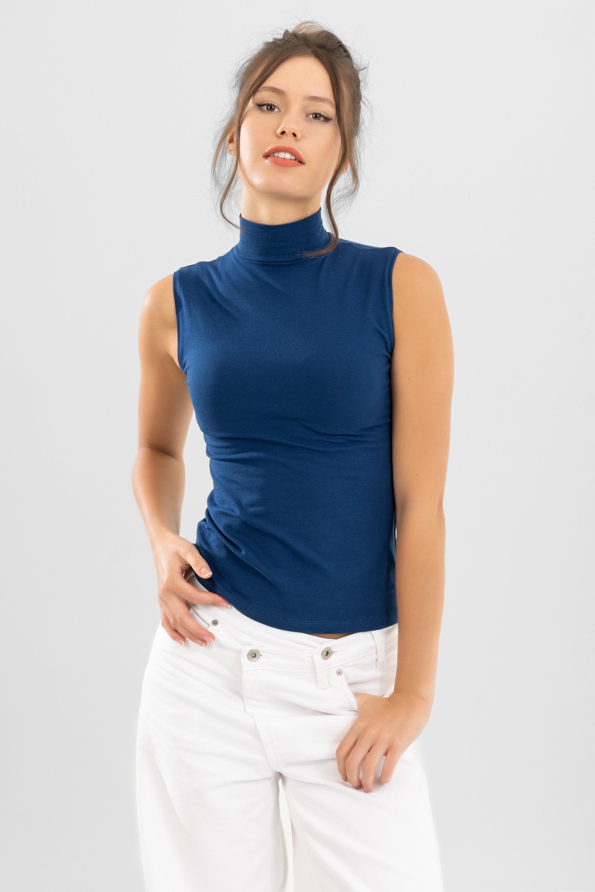 Kadın Pamuklu Balıkçı Yaka Body 6320 Lacivert
