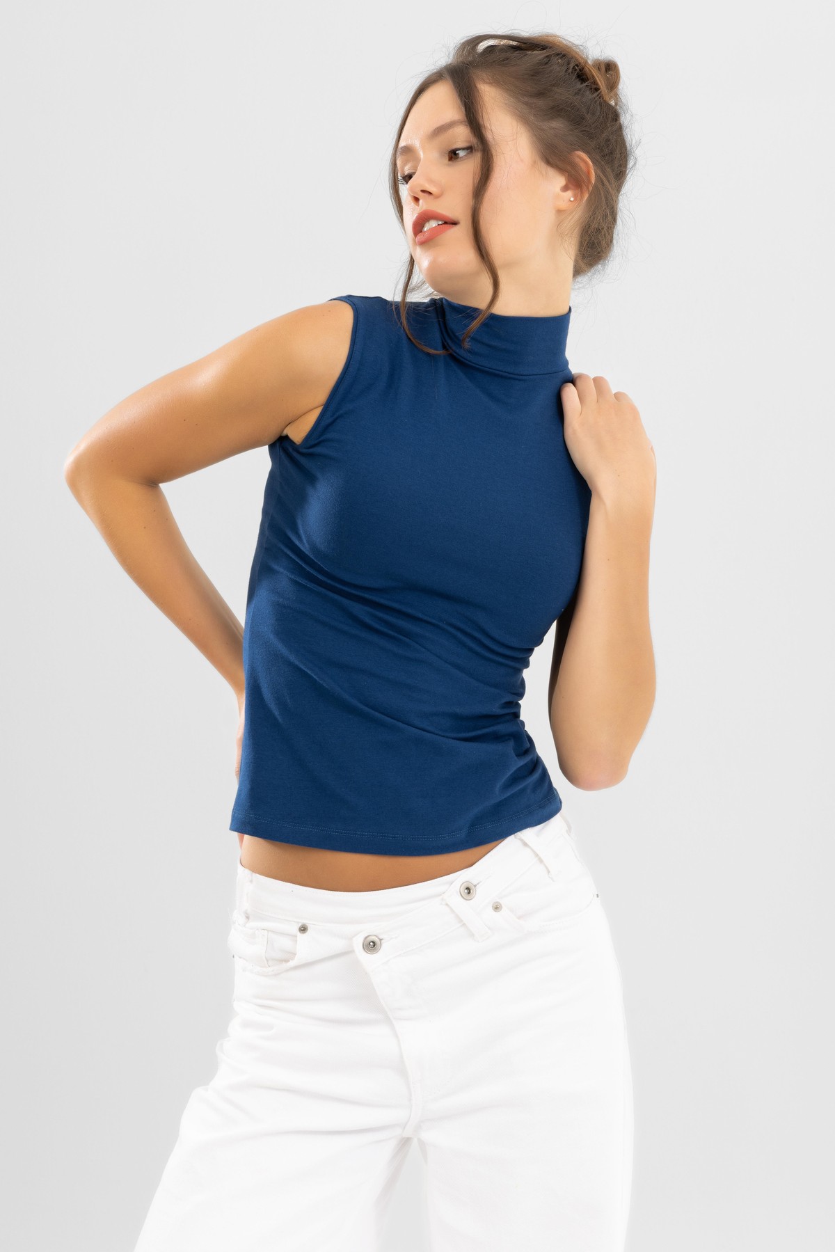 Kadın Pamuklu Balıkçı Yaka Body 6320 Lacivert