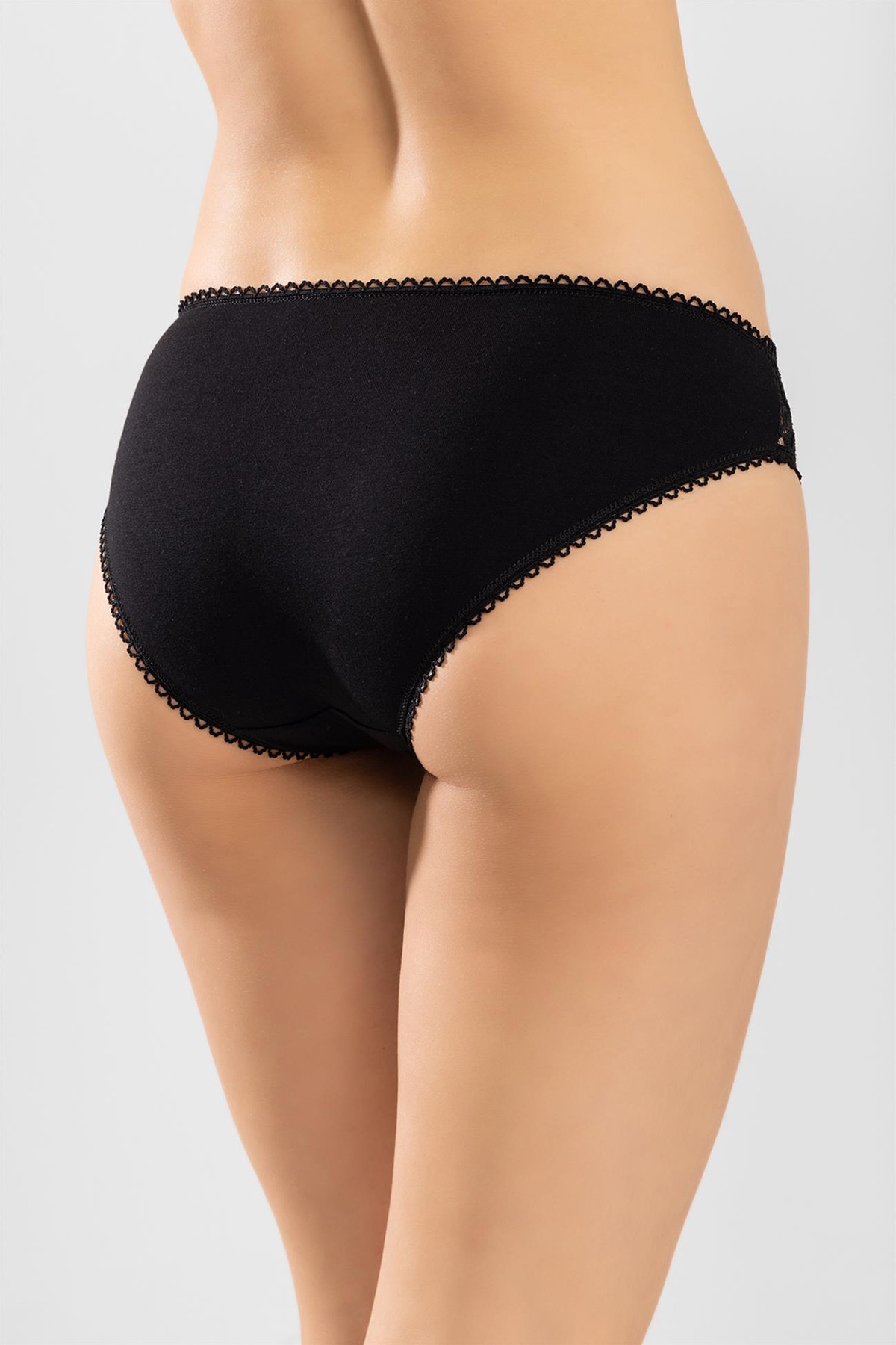 Kadın Pamuklu Bikini Kesim Dantelli Külot 3'lü Paket Siyah