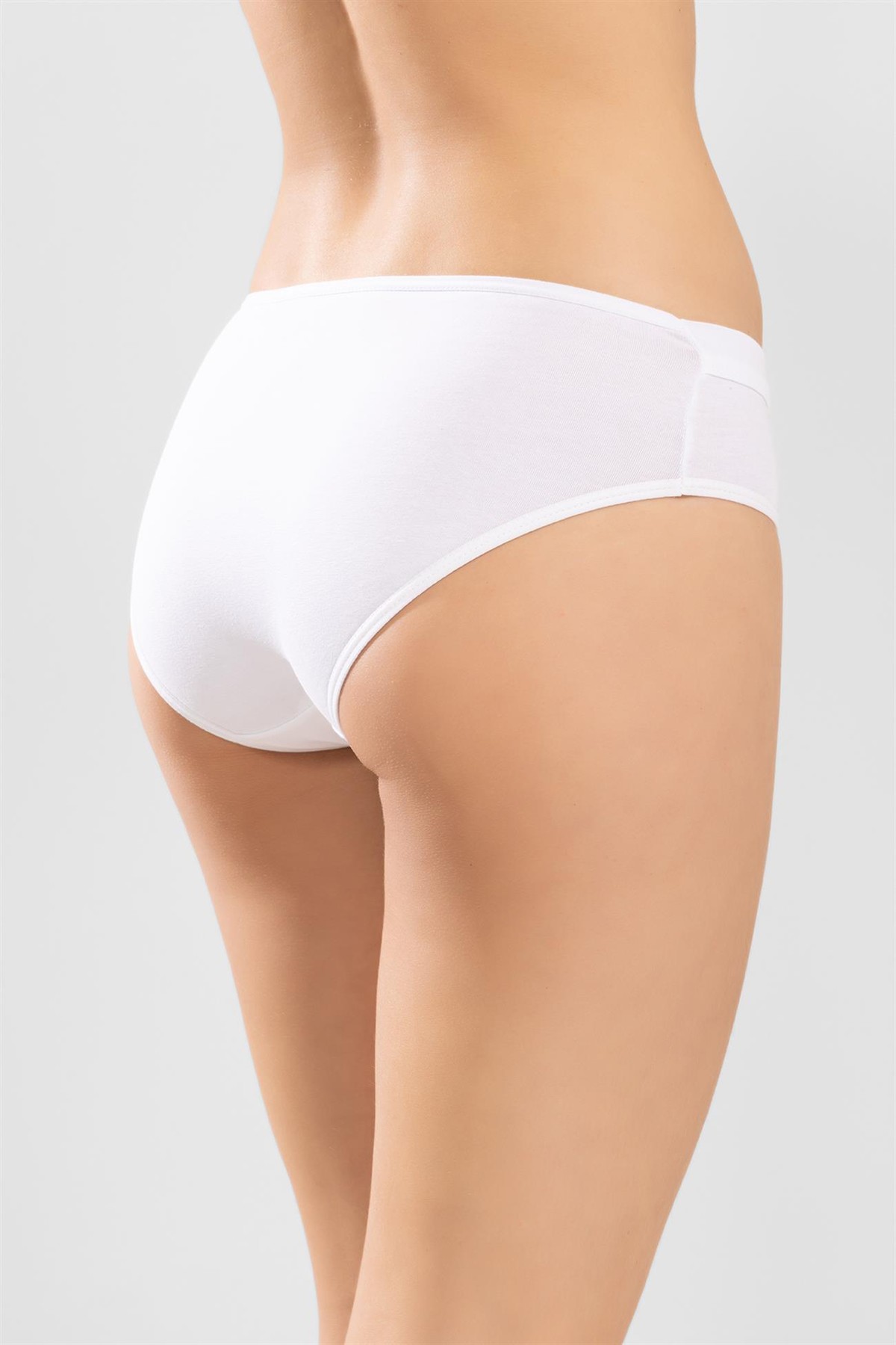 Kadın Pamuklu Bikini Kesim Taş İşlemeli Düz Külot 3'lü Paket Ten Rengi
