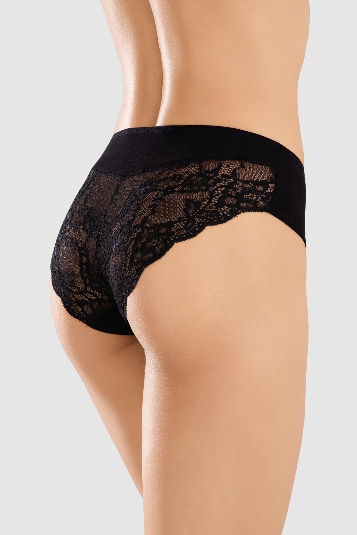 Kadın Pamuklu Likralı Arkası Dantelli Slip Külot 32lü Paket 8432 Siyah
