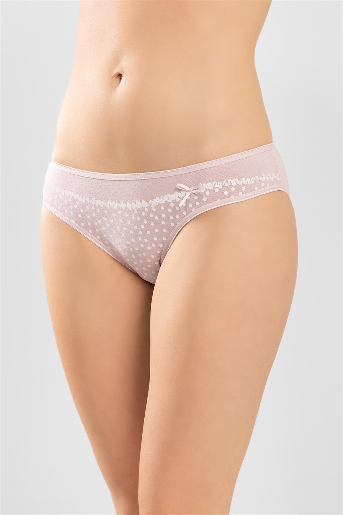 Kadın Pamuklu Puantiye Desenli Bikini Kesim Külot 3'lü Paket Renkli