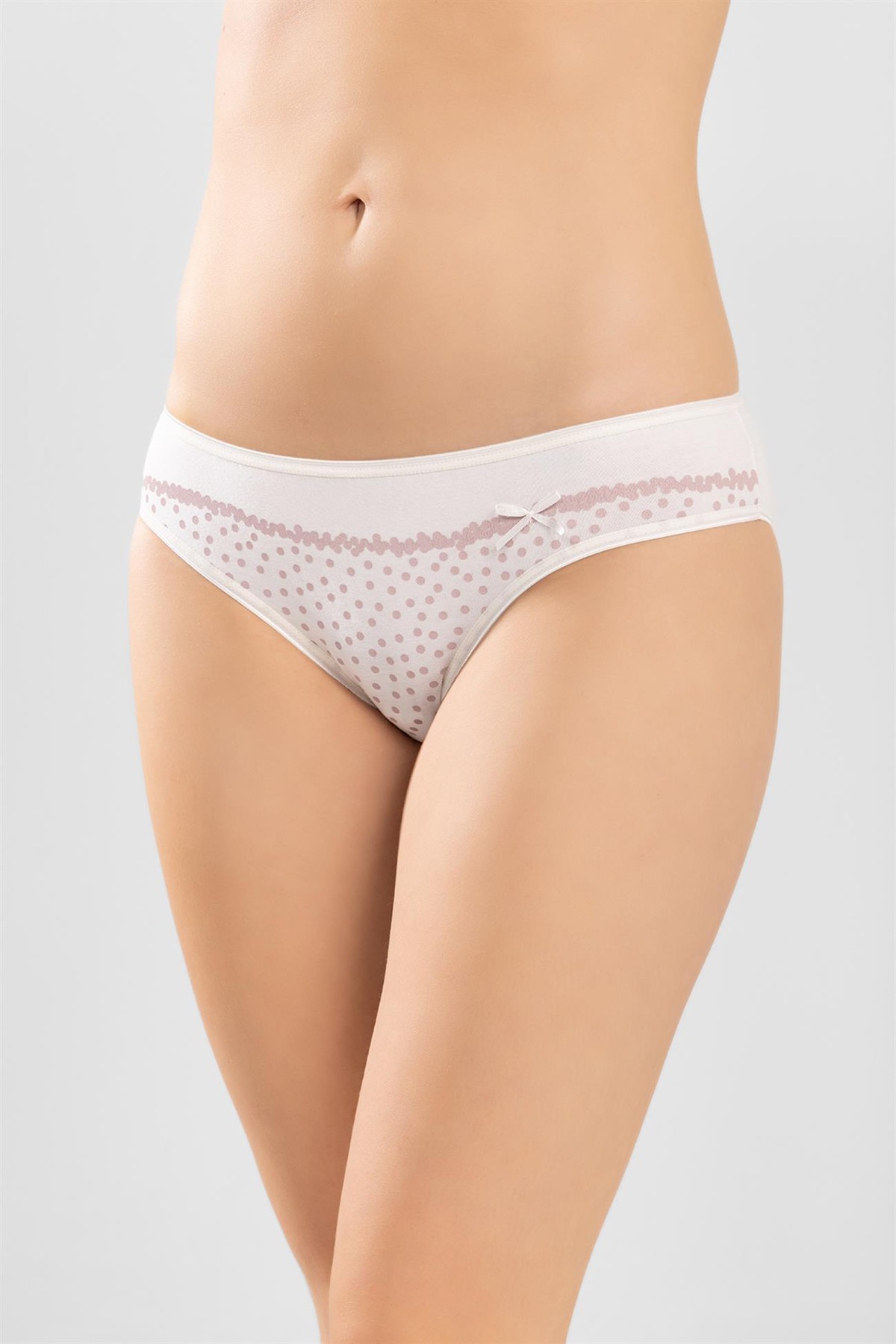 Kadın Pamuklu Puantiye Desenli Bikini Kesim Külot 3'lü Paket Renkli