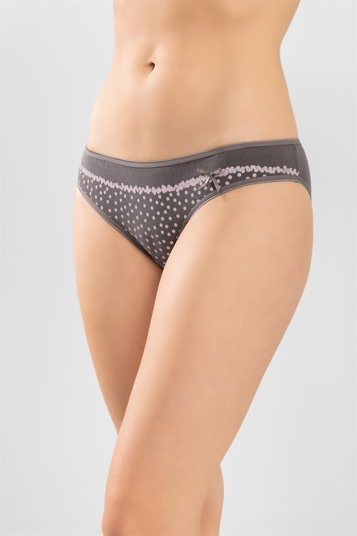 Kadın Pamuklu Puantiye Desenli Bikini Kesim Külot 3'lü Paket Renkli