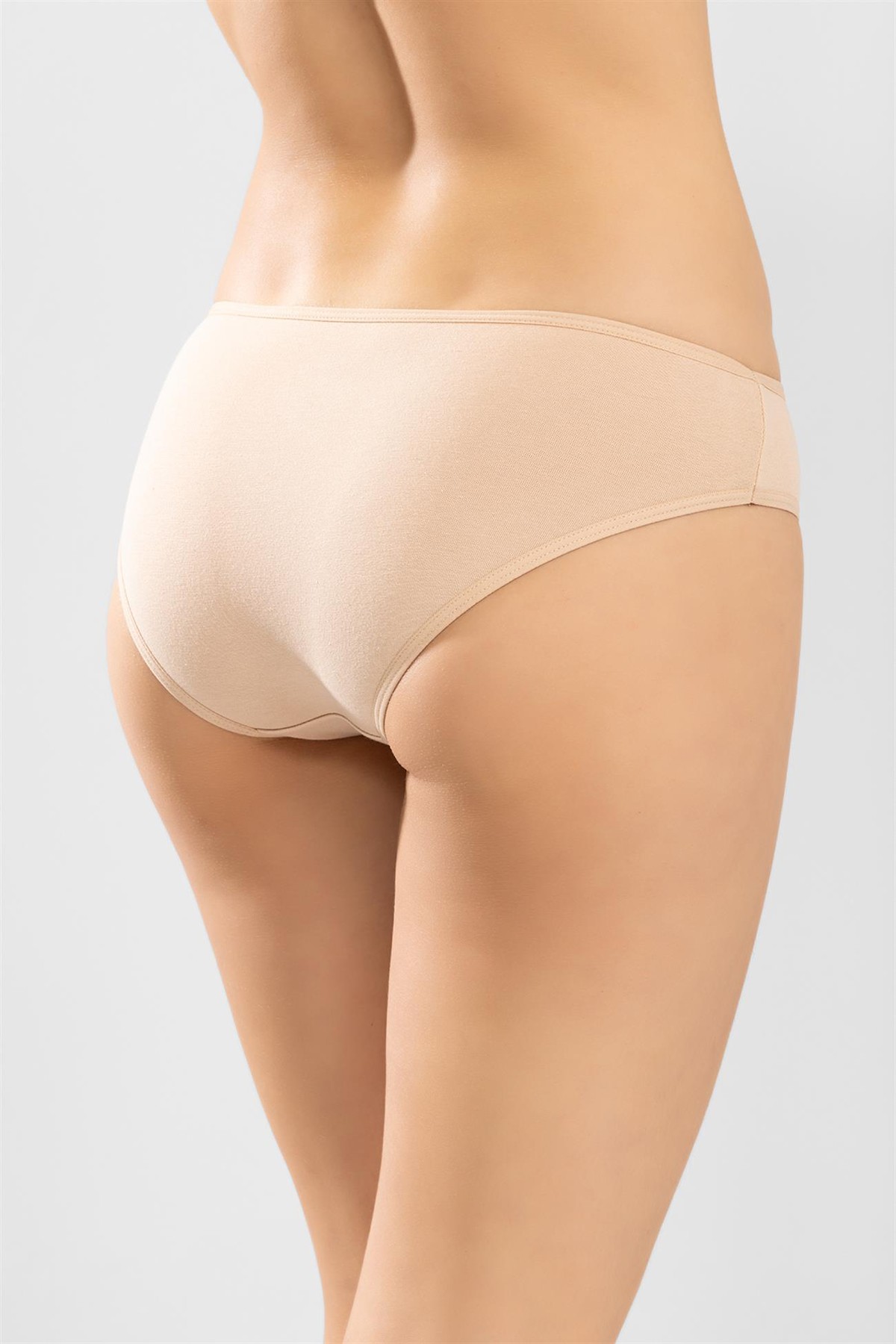 Kadın Pamuklu Zikzak İşlemeli Bikini Kesim Külot 3'lü Paket Ten Rengi