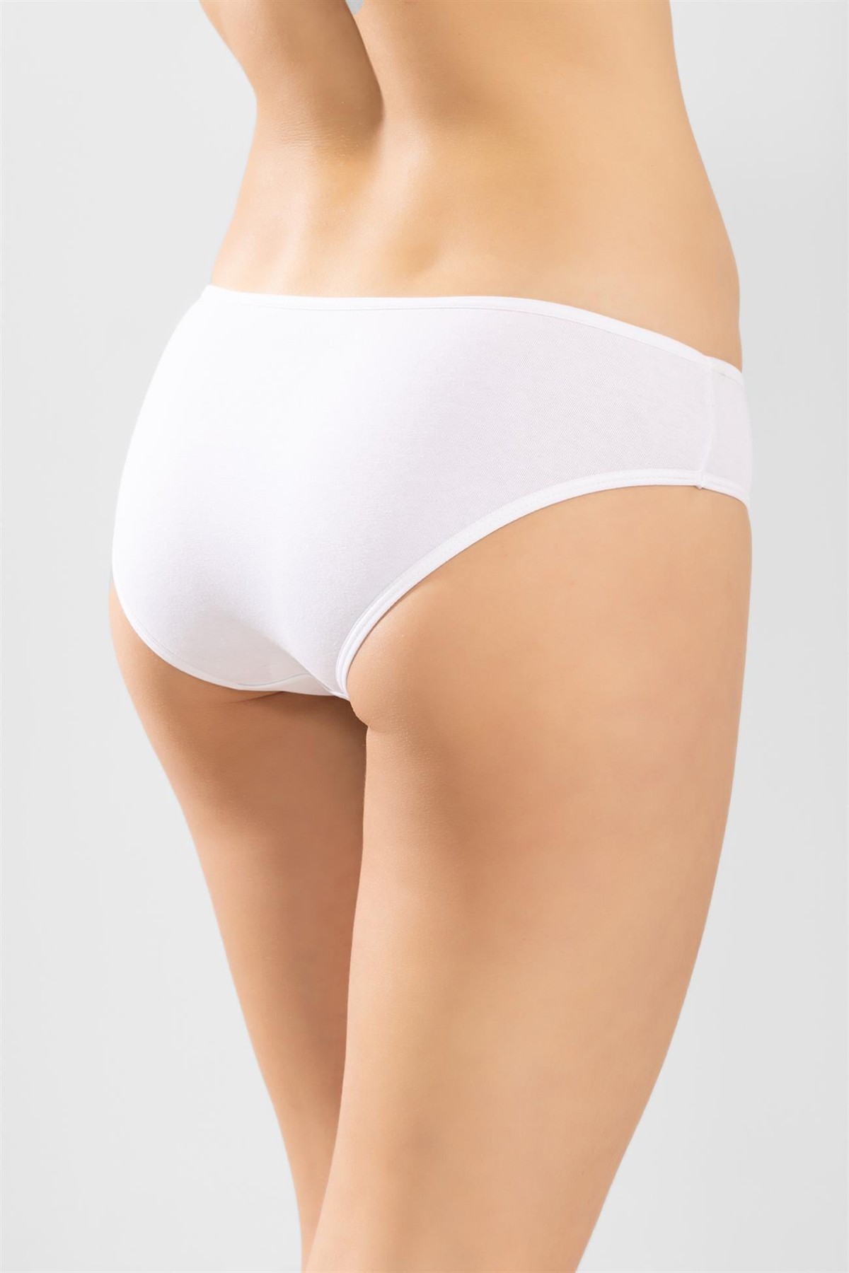 Kadın Pamuklu Zikzak İşlemeli Bikini Kesim Külot 3'lü Paket Beyaz