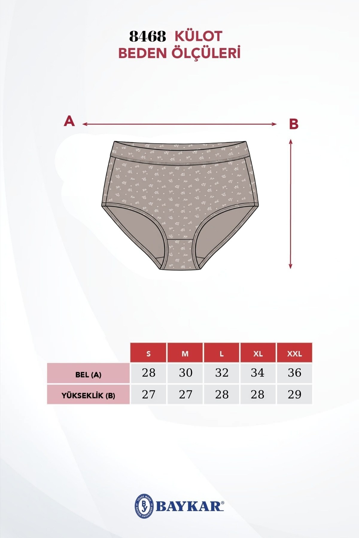 Kadın Yüksek Bel Pamuklu Desenli Renkli Bato Külot 3'lü Paket 8468 Renkli