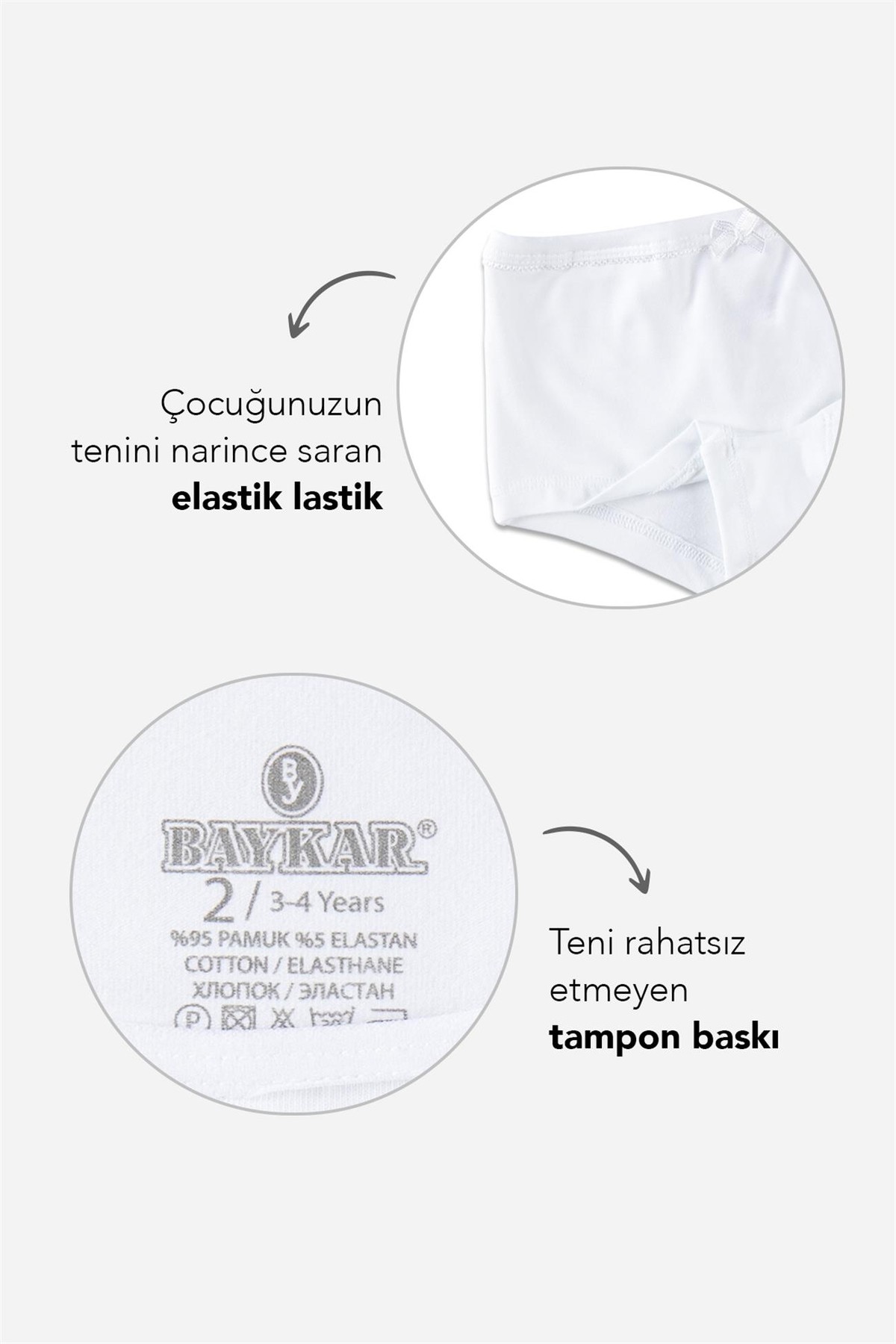 Kız Çocuk Beyaz Pamuklu Likralı Boxer Şort 3'lü Paket Beyaz