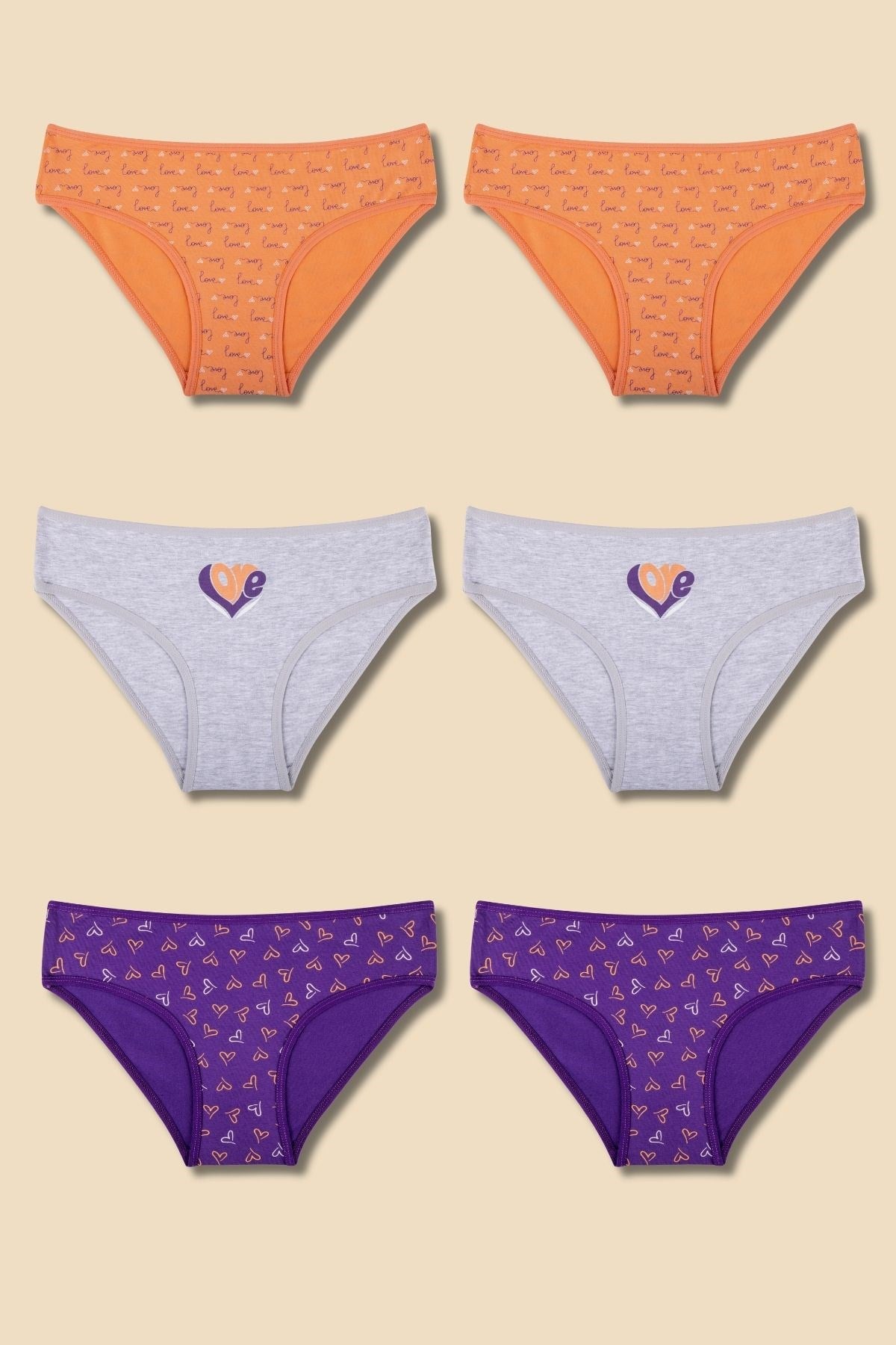 Kız Çocuk Garson Pamuklu Bikini Kesim Külot 6'lı Paket 7938 Renkli