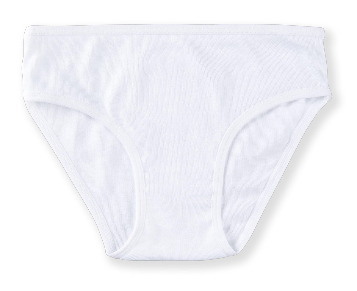 Kız Çocuk Organik Pamuklu Bikini Kesim Düz Basic Ribana Külot 6'lı Paket 5201 Beyaz