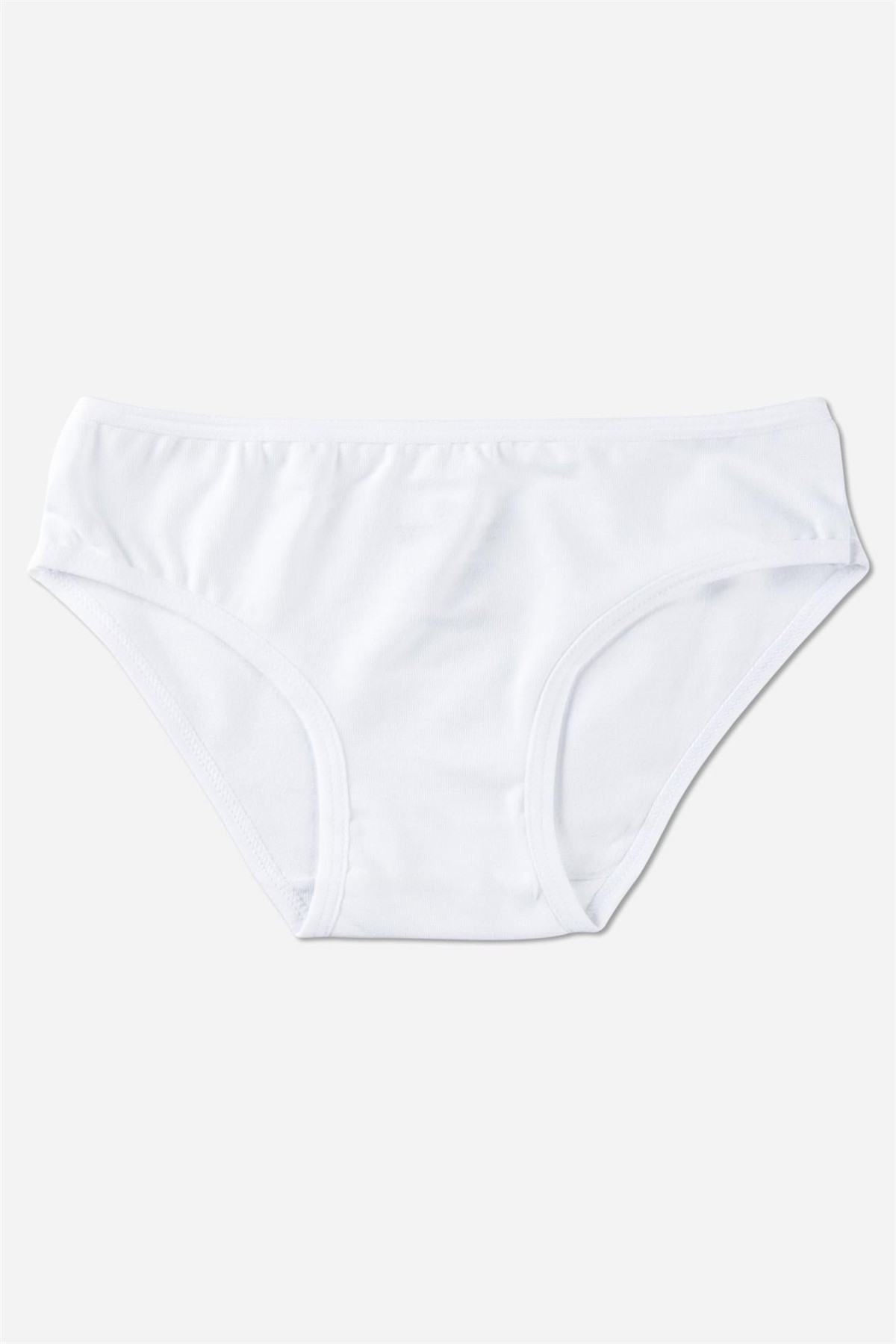 Kız Çocuk Pamuklu Bikini Kesim Düz Basic Külot 3'lü Paket Beyaz