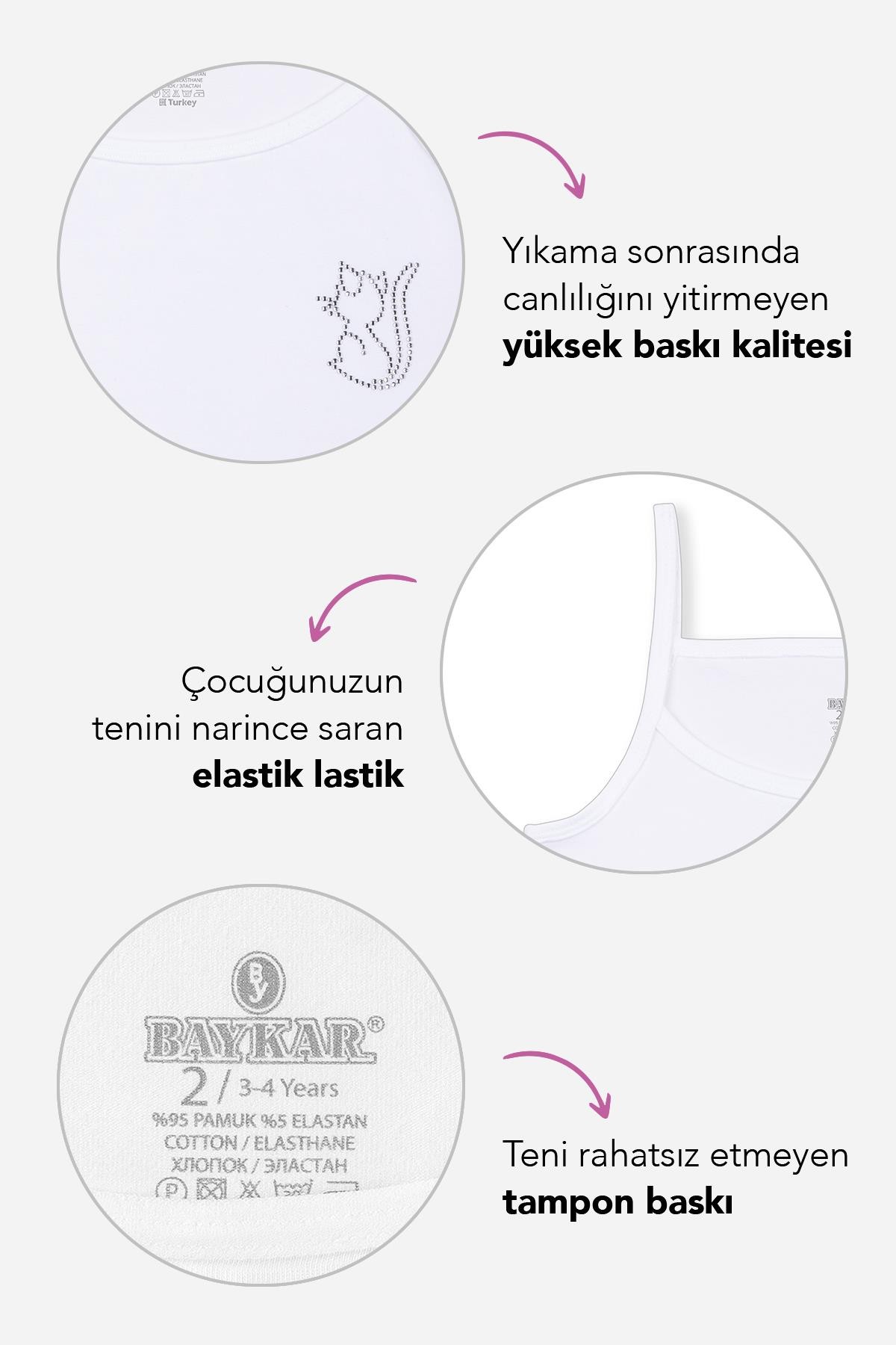 Kız Çocuk Pamuklu İnce İp Askılı Taşlı Düz Basic Atlet 3'lü Paket 4174 Beyaz