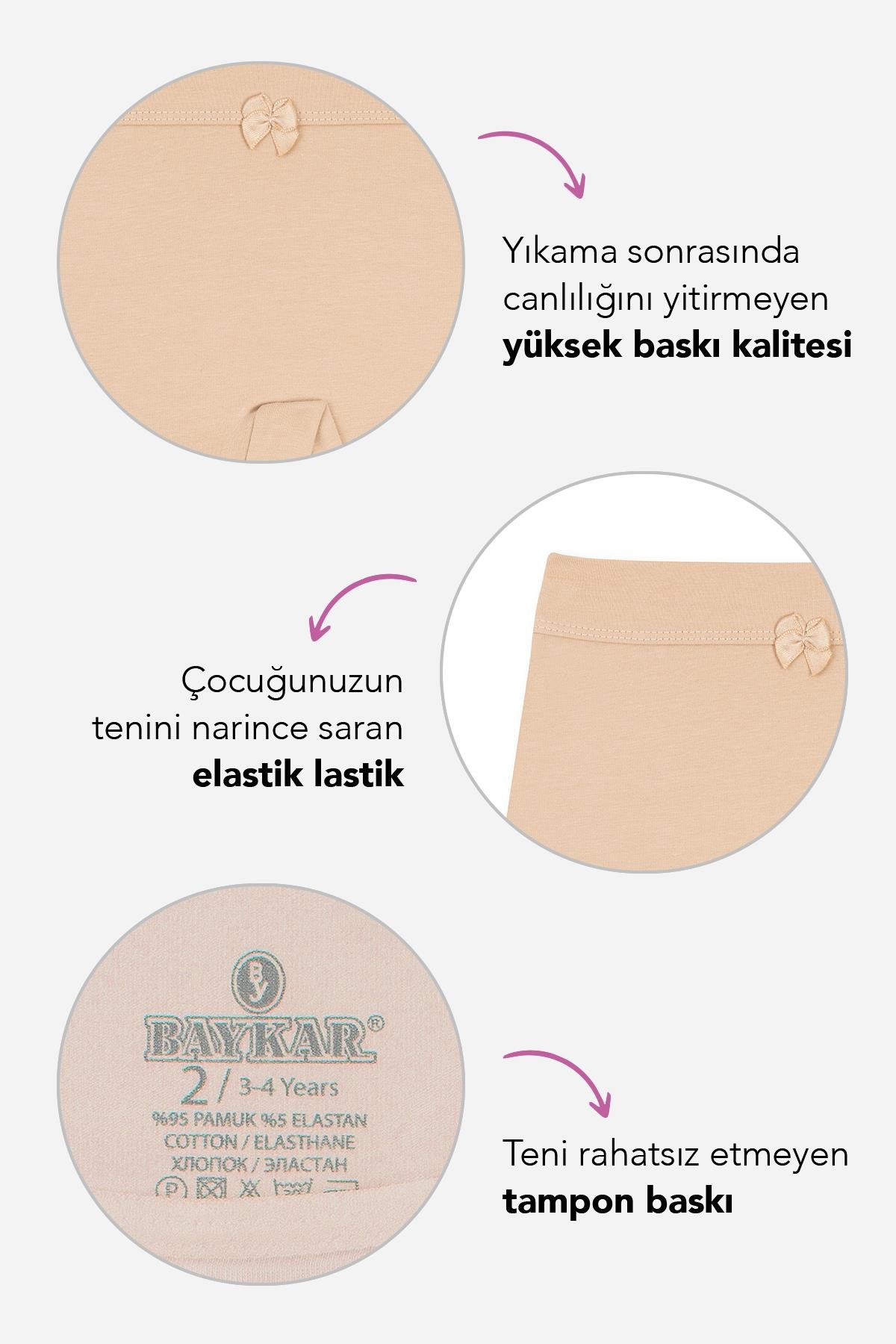Kız Çocuk Pamuklu Likralı Düz Boxer Şort 3'lü Paket Ten Rengi