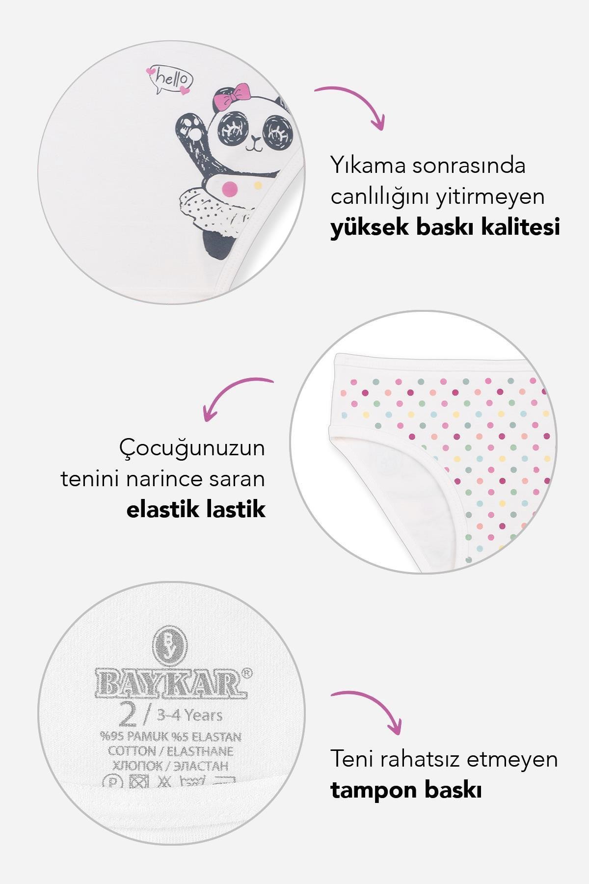 Kız Çocuk Pamuklu Renkli Baskılı Bikini Külot 6'lı Paket 5402 Renkli