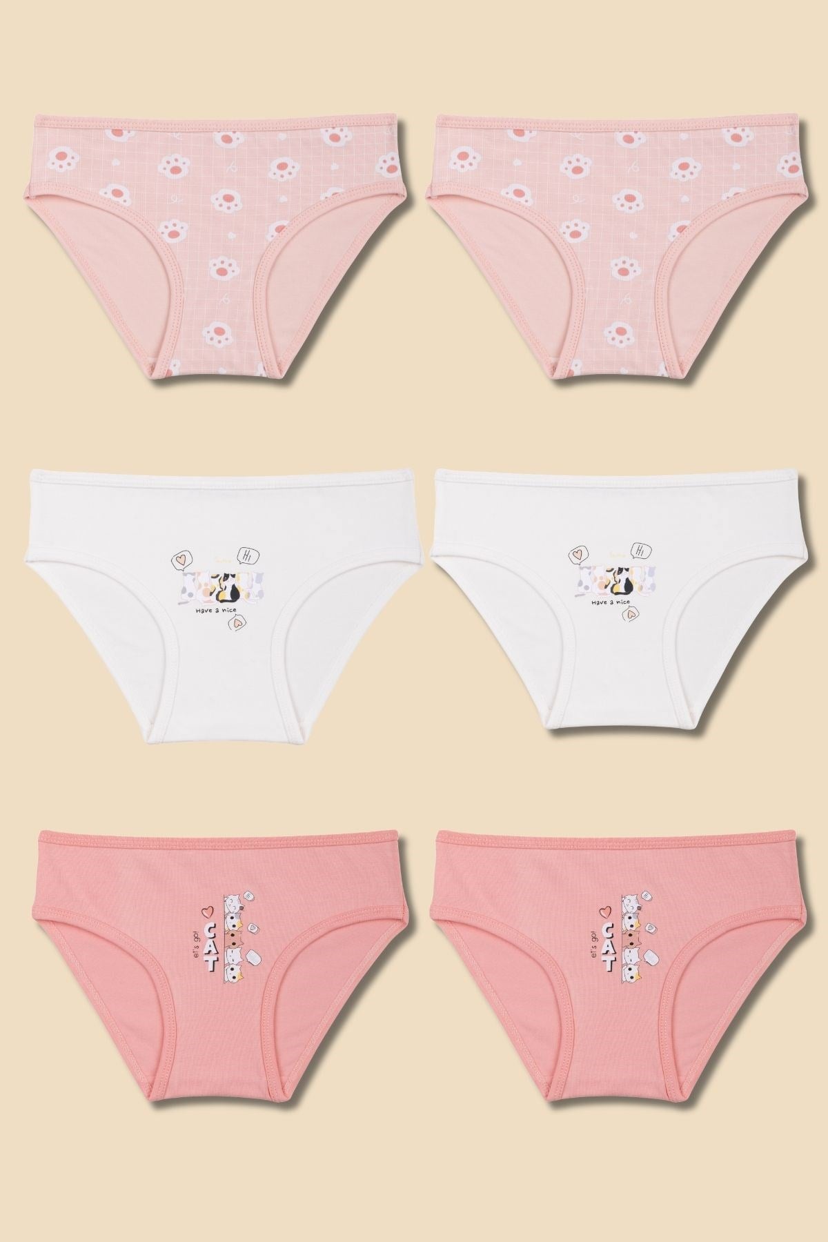 Kız Çocuk Pamuklu Renkli Baskılı Bikini Külot 6'lı Paket 5360 Renkli
