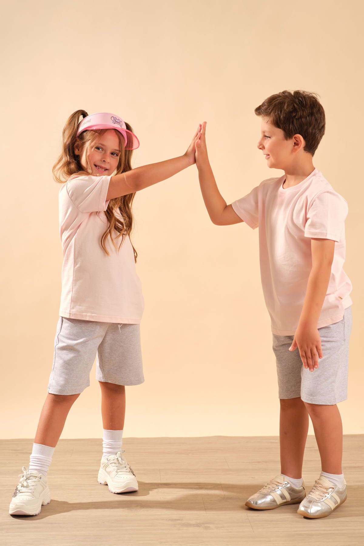 Unisex Çocuk %100 Pamuk Kısa Kollu Basic Tişört 2055 Pembe