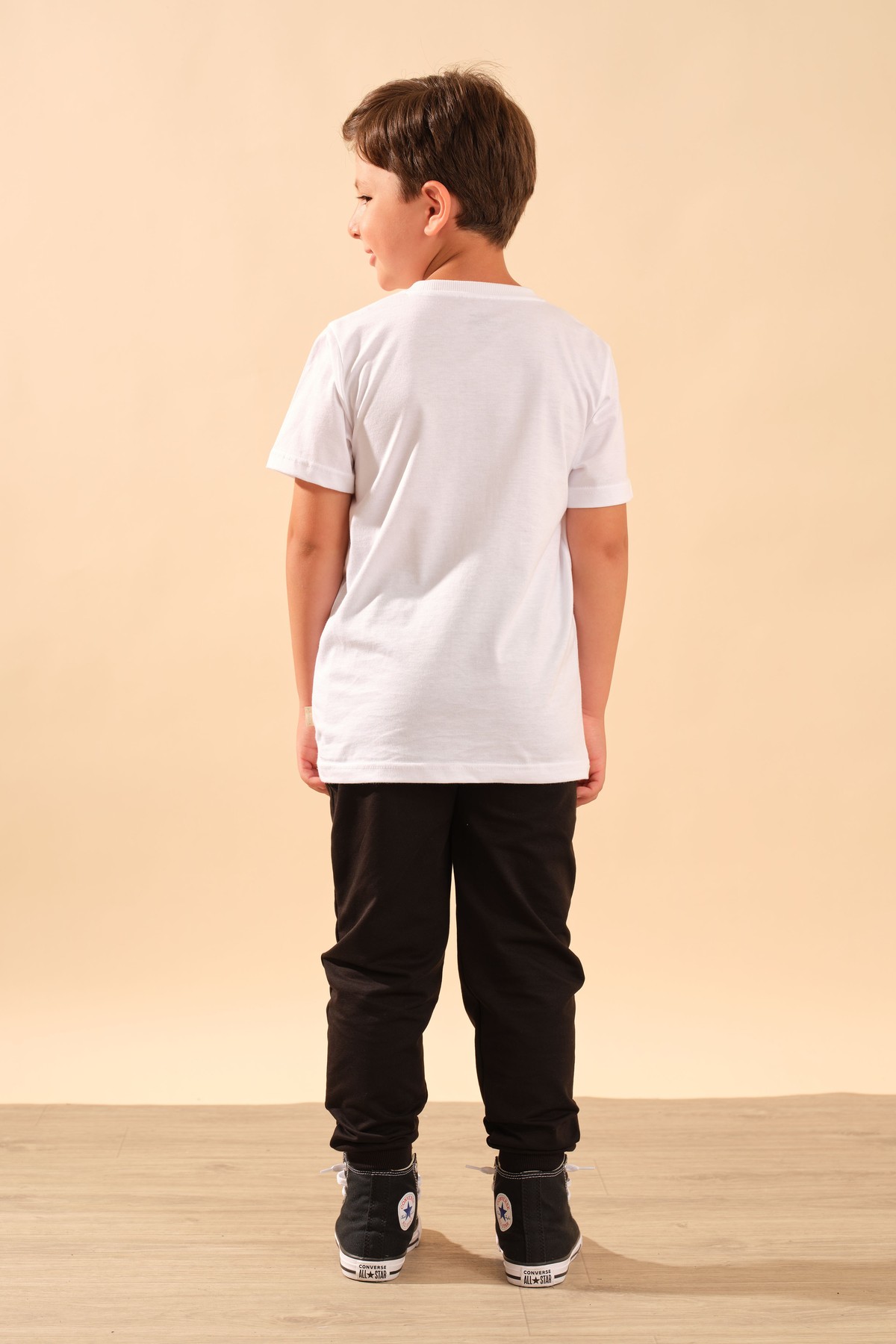 Unisex Çocuk %100 Pamuk Kısa Kollu Basic Tişört 2055 Beyaz