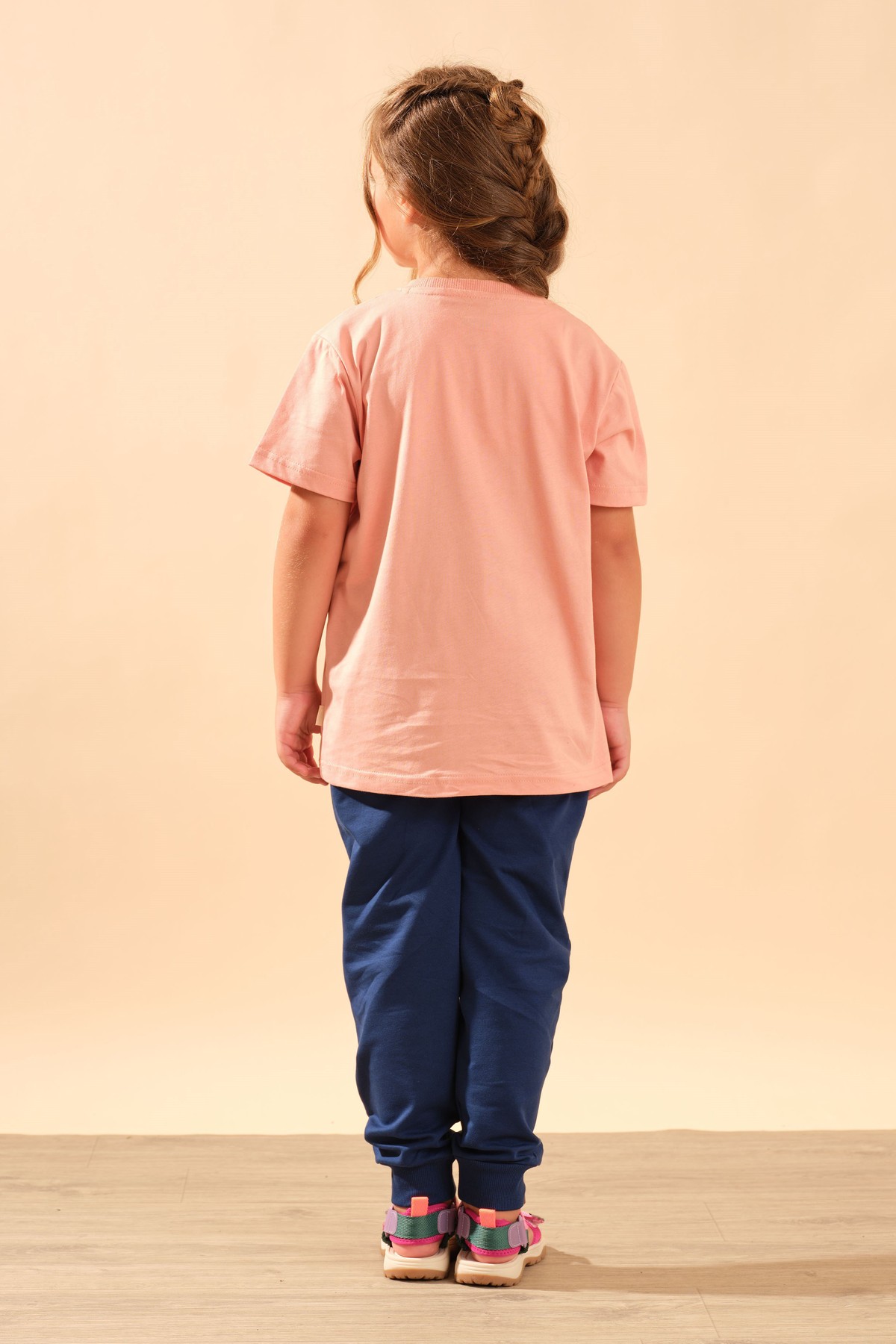 Unisex Çocuk %100 Pamuk Kısa Kollu Basic Tişört 2055 Somon