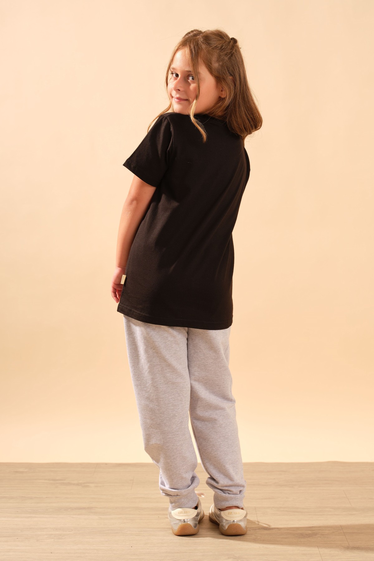 Unisex Çocuk %100 Pamuk Kısa Kollu Basic Tişört 2055 Siyah