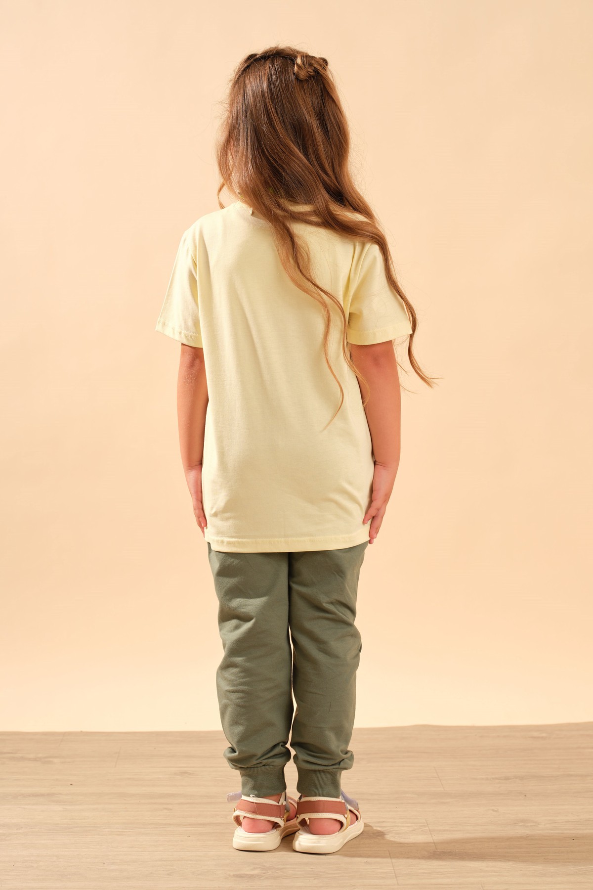Unisex Çocuk %100 Pamuk Kısa Kollu Basic Tişört 2055 Sarı