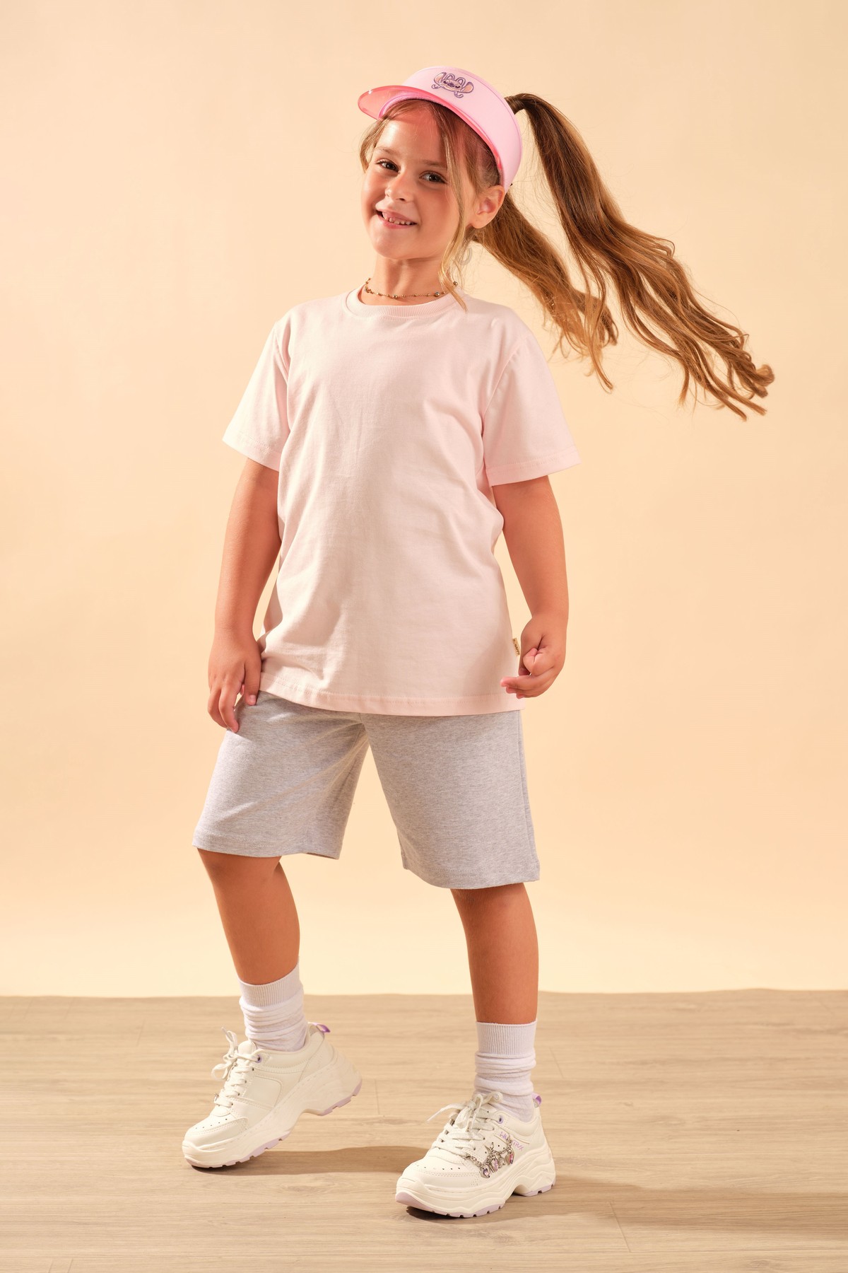 Unisex Çocuk %100 Pamuk Kısa Kollu Basic Tişört 2055 Pembe