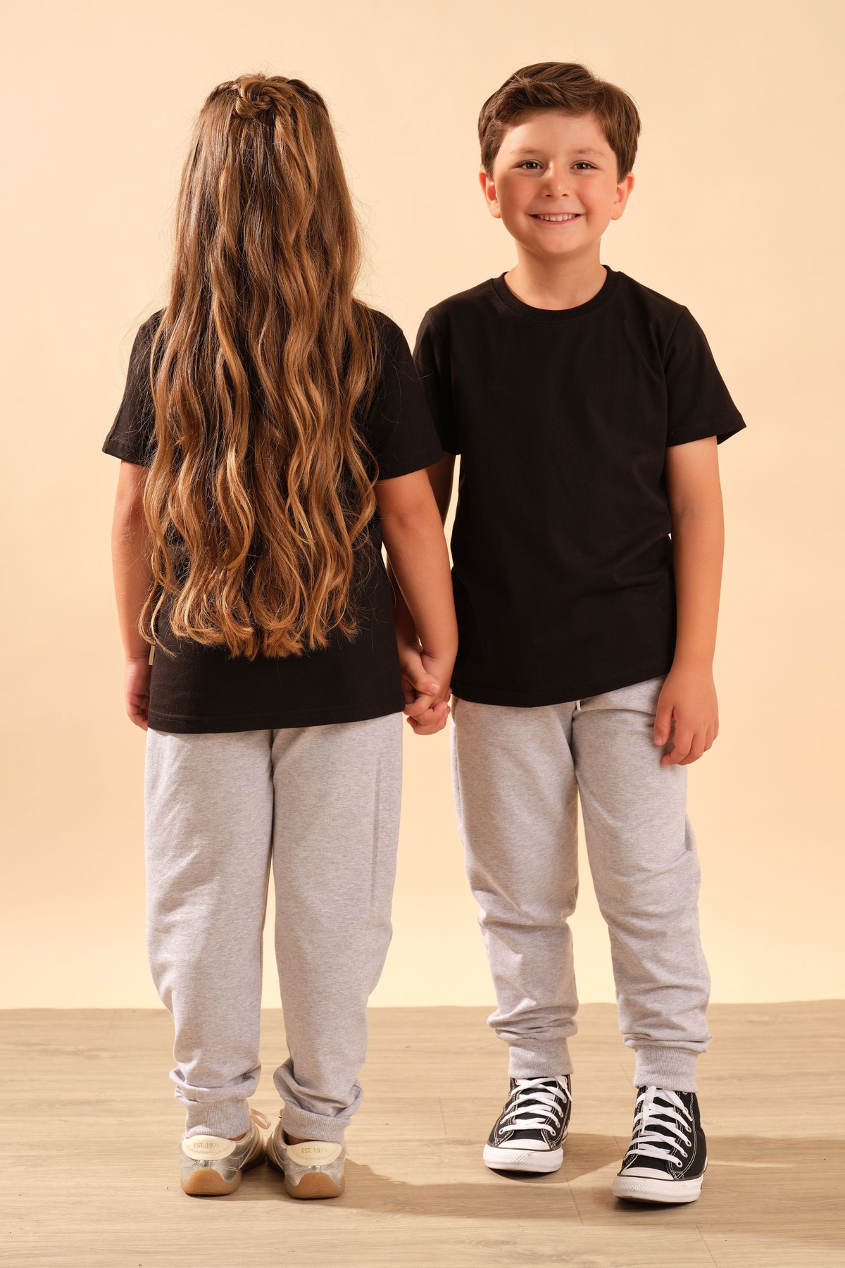Unisex Çocuk %100 Pamuk Kısa Kollu Basic Tişört 2055 Siyah