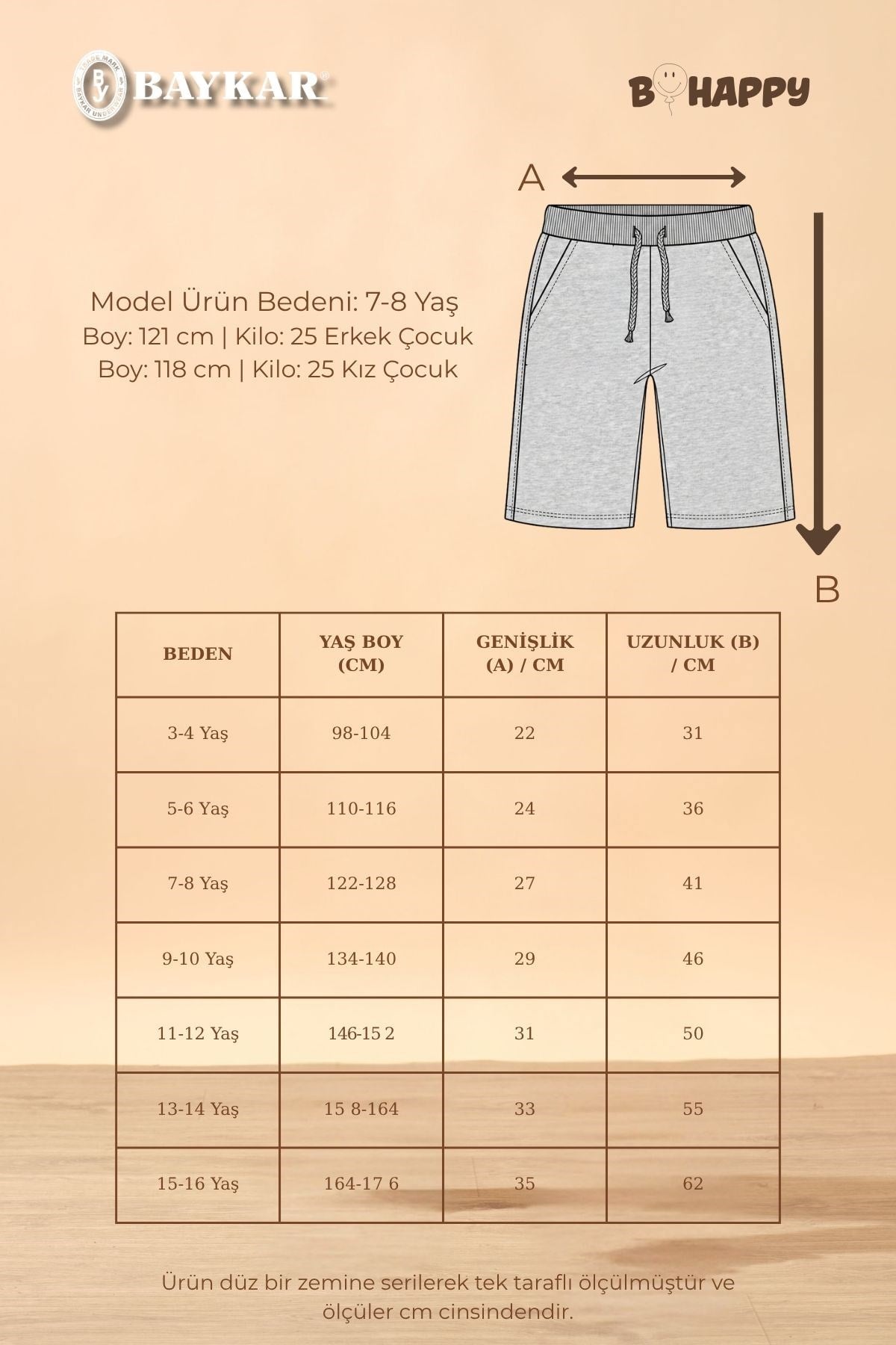 Unisex Çocuk Beli Lastikli Cepli Pamuklu Şort 9050 Siyah