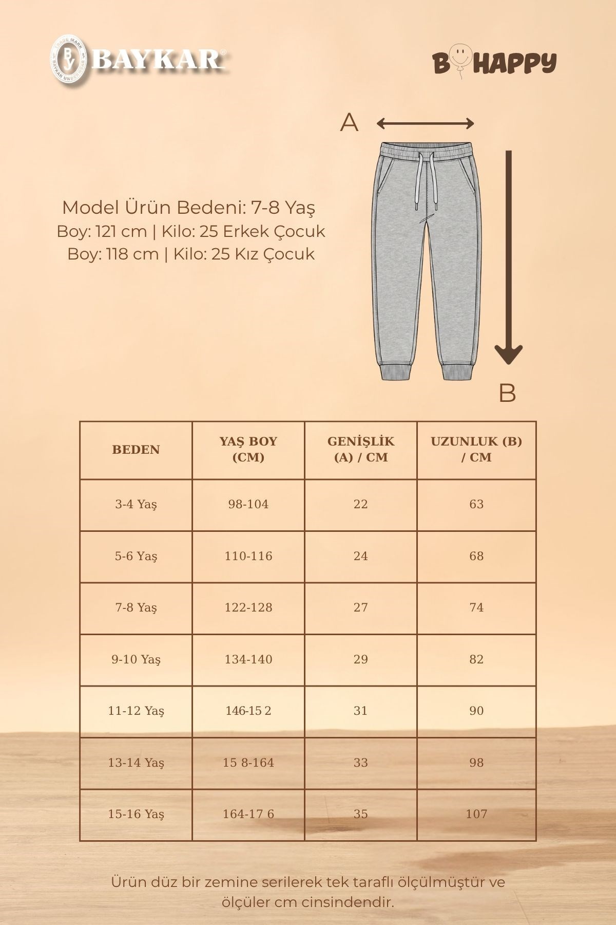 Unisex Çocuk Beli Lastikli Cepli Pamuklu Jogger Eşofman Pantolon 9055 Kahve