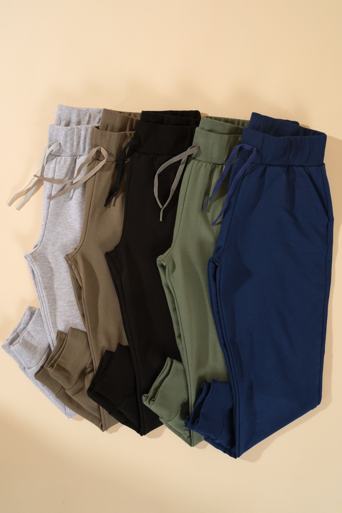 Unisex Çocuk Beli Lastikli Cepli Pamuklu Jogger Eşofman Pantolon 9055 Lacivert