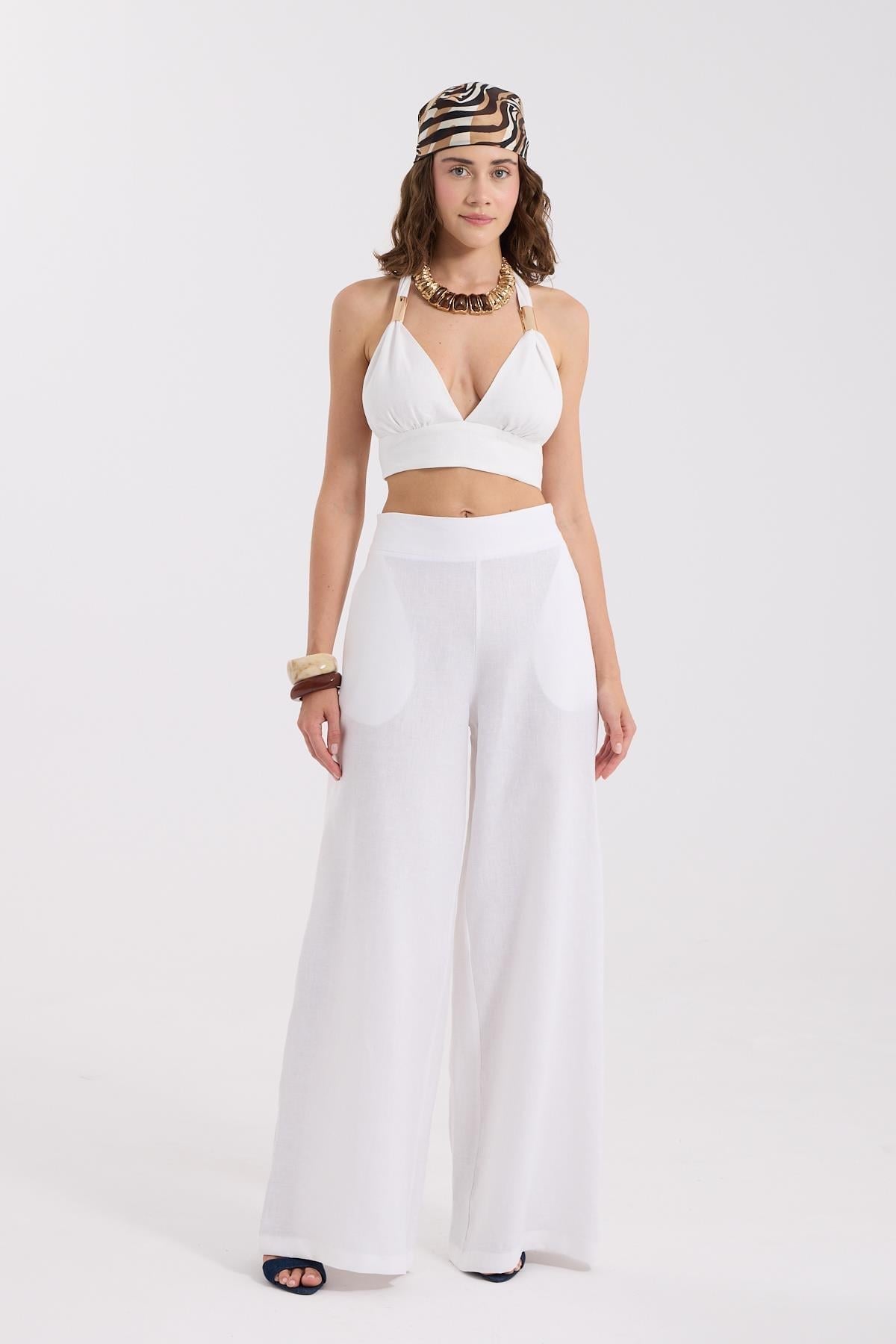 %100 Natural Linen Serenity Pants White