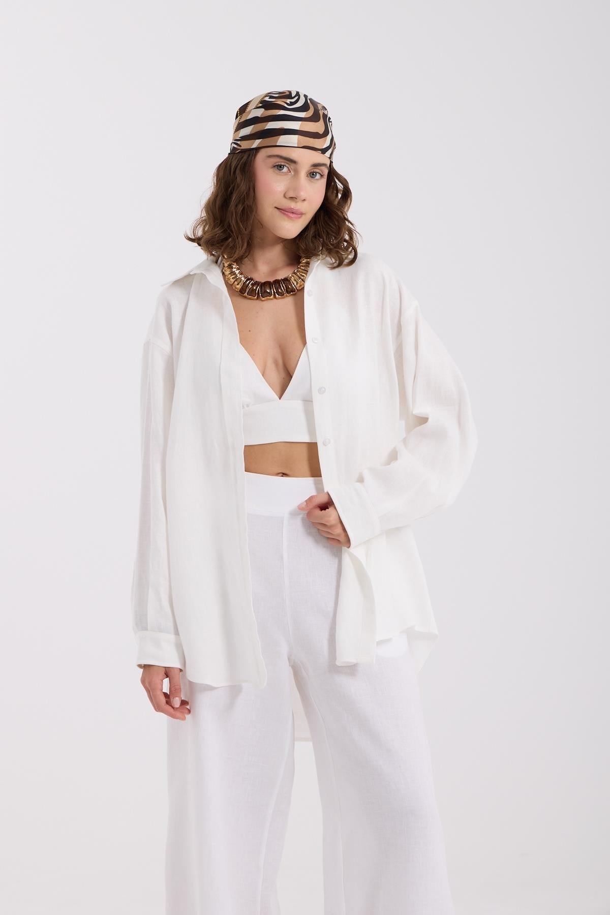 %100 Natural Linen Serentiy Shirt White