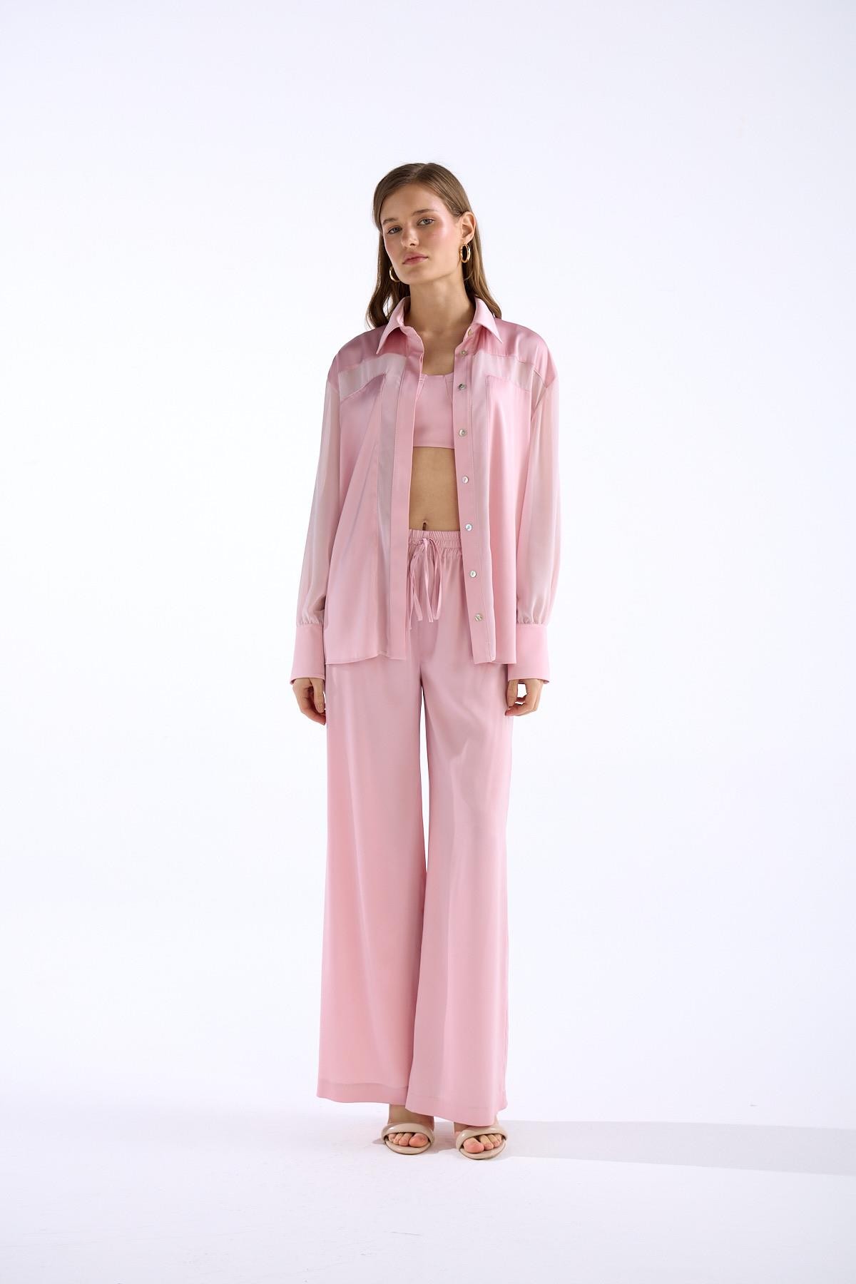 Alexandra Saten Pantolon Pembe