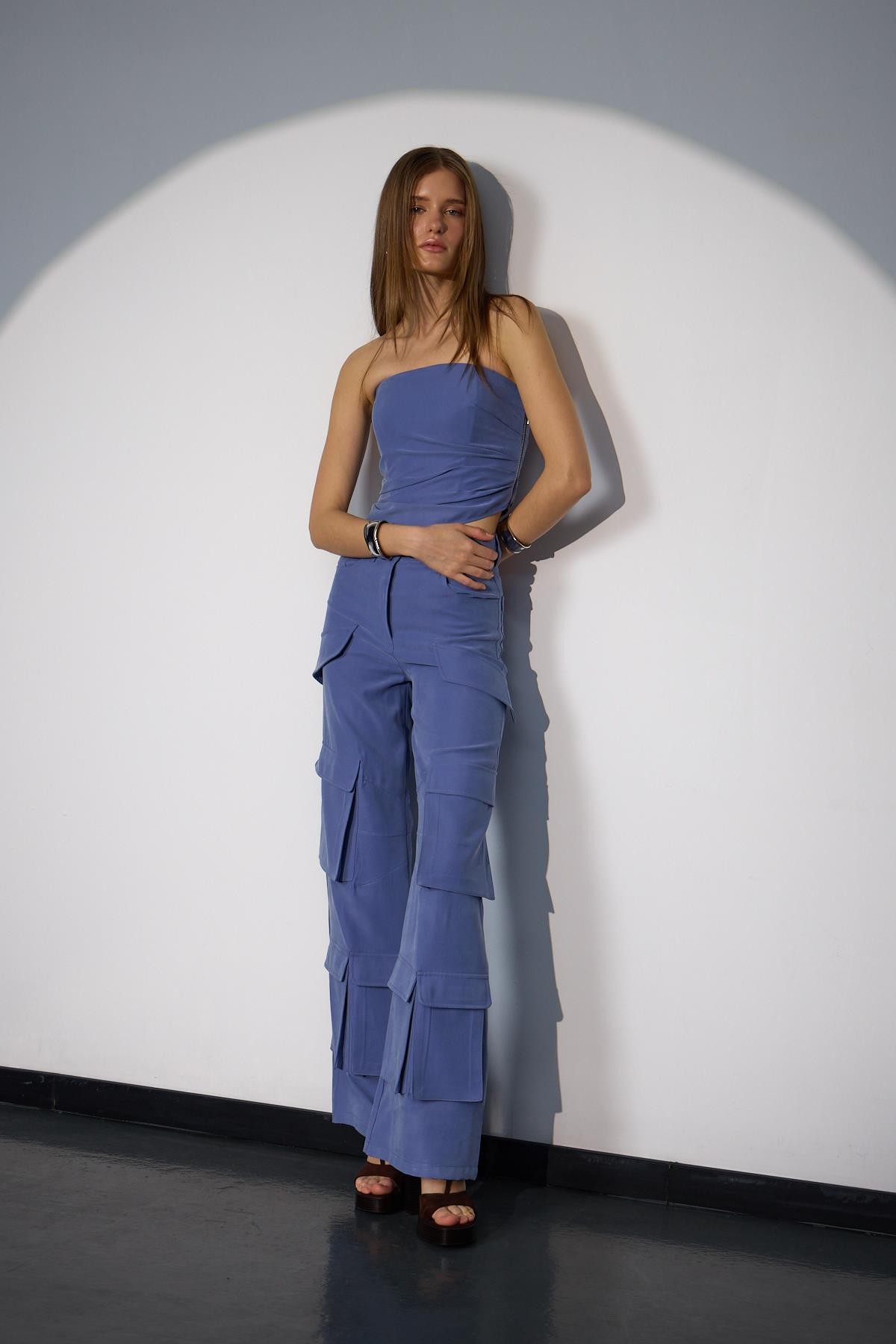 Chic Pockets Çok Cepli Pantolon İNDİGO
