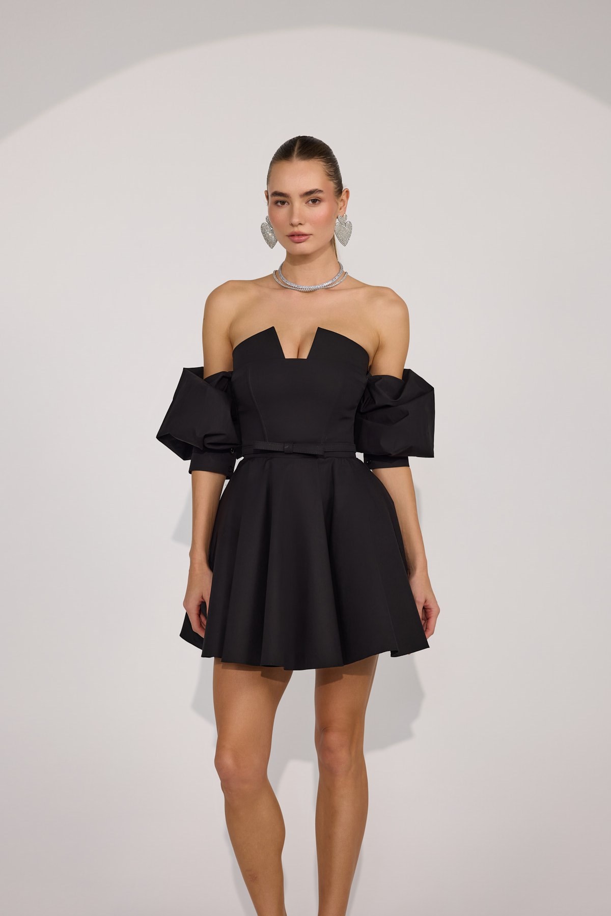 Dusk Volume Mini Dress Black